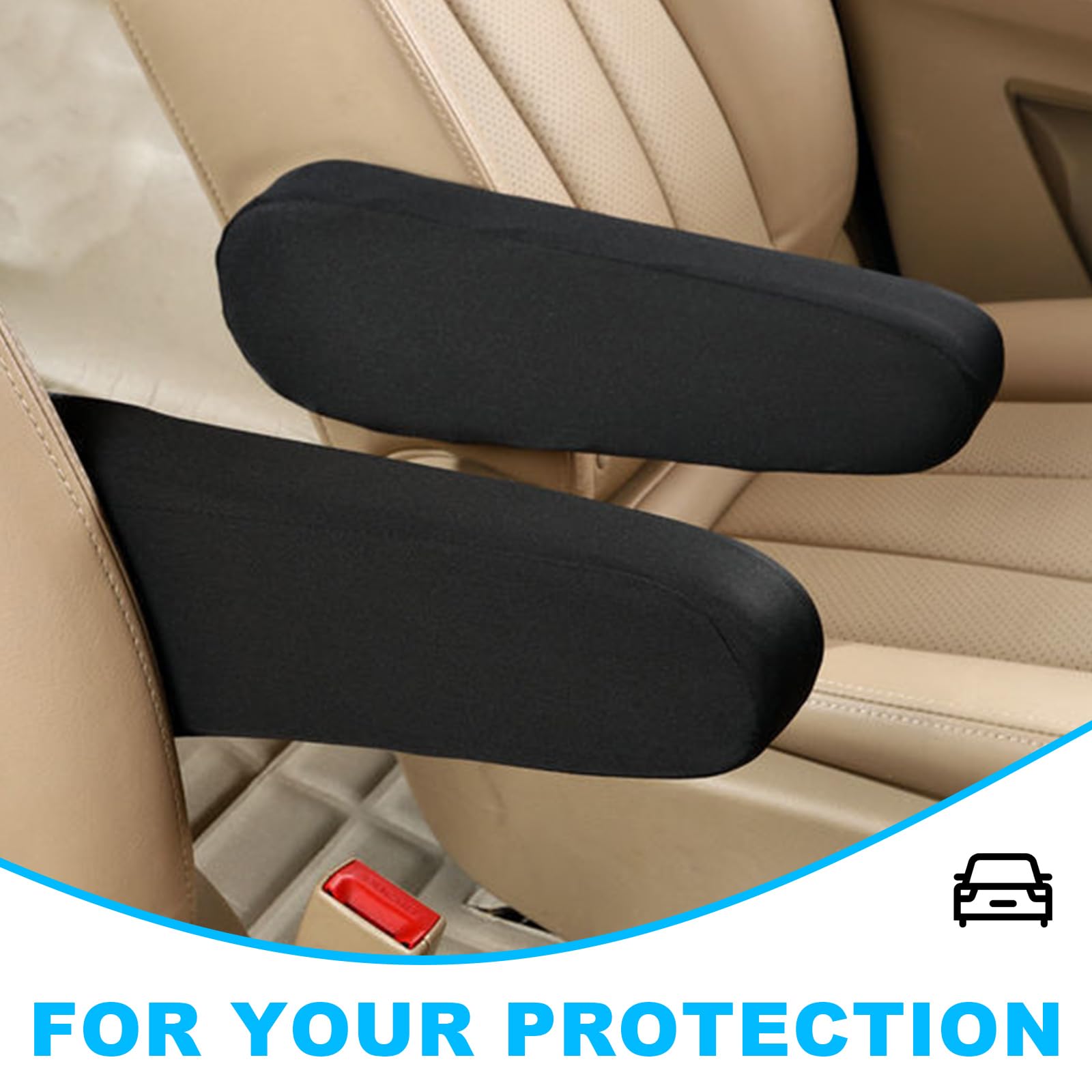 Dickno 2 Pcs Car Front Seat Armrest Covers, Elastic Fabric Auto Seat Armrest Protectors, Universal Front Seat Armrest Cover Repl