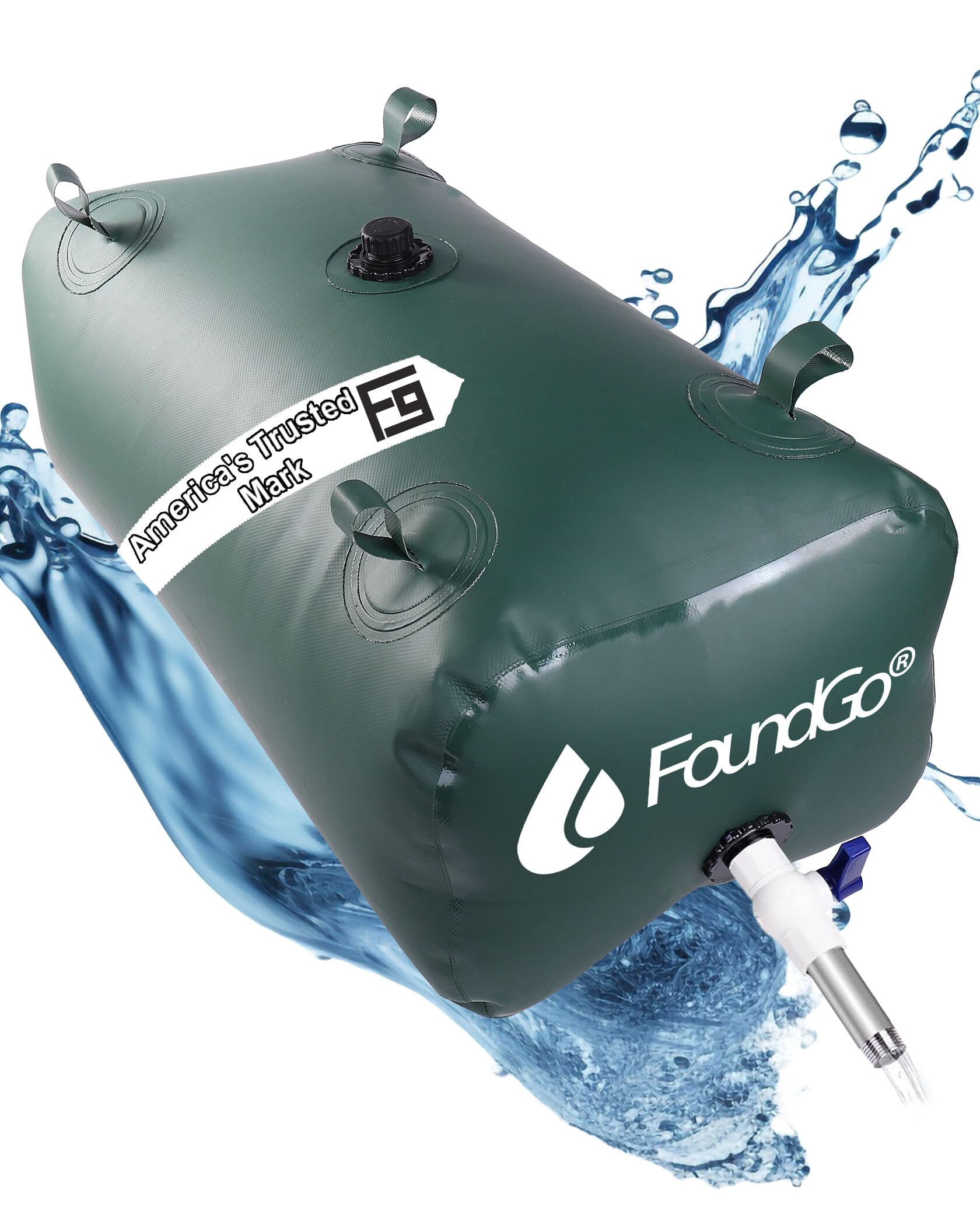 FoundGo 1000L/264gal Water Storage Bladder Emergency Water Storage Tank, Large Capacity Water Containers, Portable Vinyl Water S