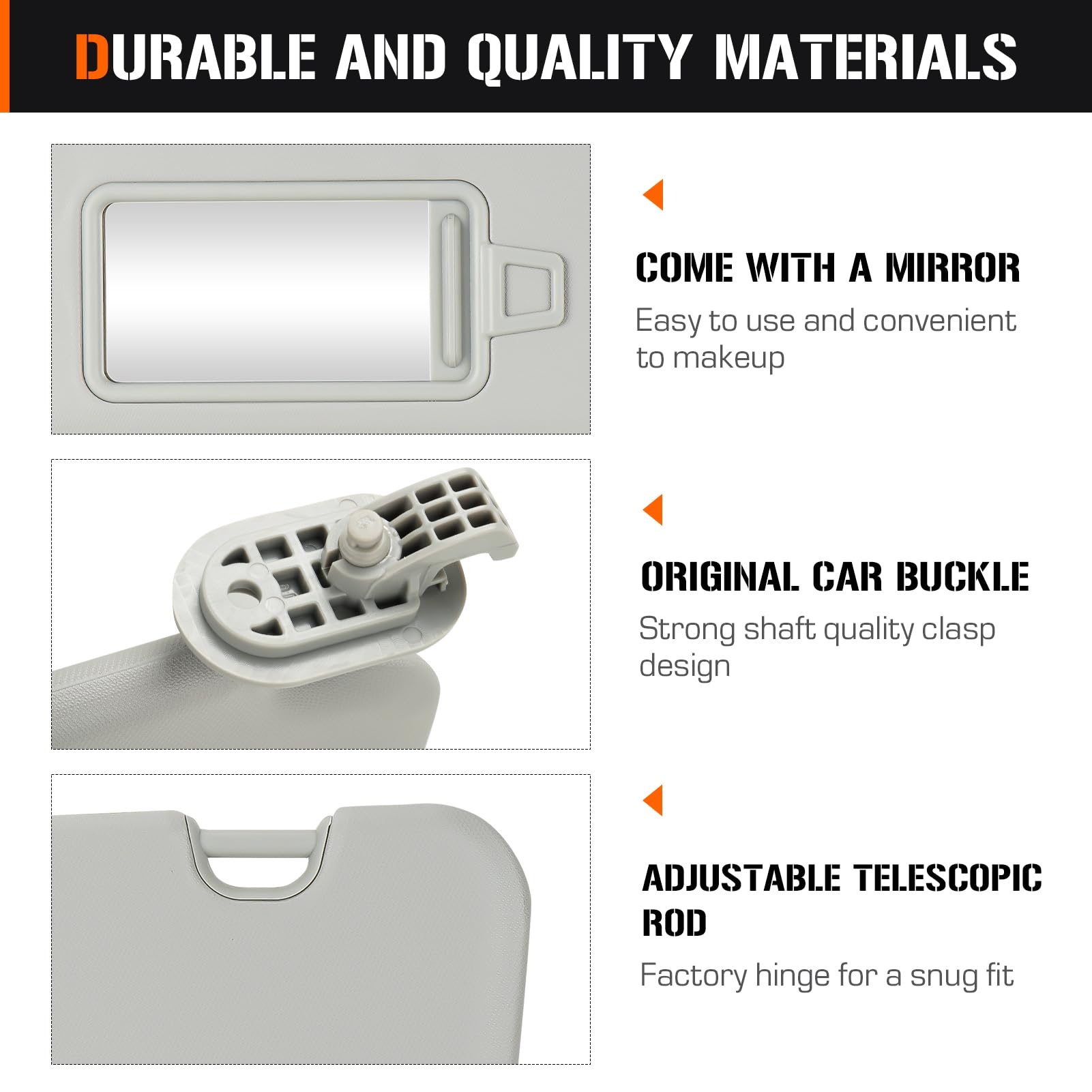 Sun Visor for 2017-2019 Hyundai Elantra, Left Driver Side Grey Sunvisor Replace 85210-F0100TTX