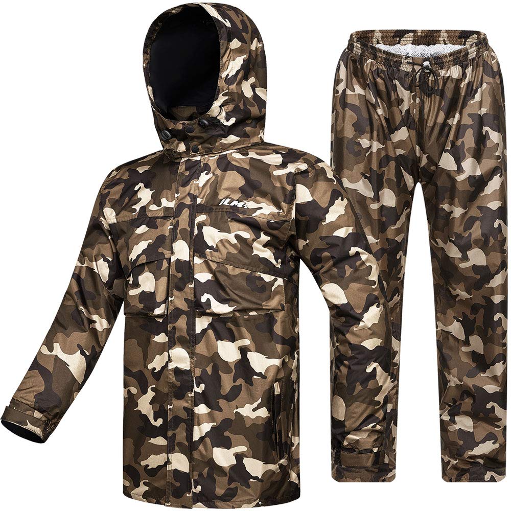 Ilm Motorcycle Rain Suit Waterproof Wear Resistant 6 Pockets 2 Piece Set With Jacket And Pants Fits Men And Womens (Men'S 3X-Lar