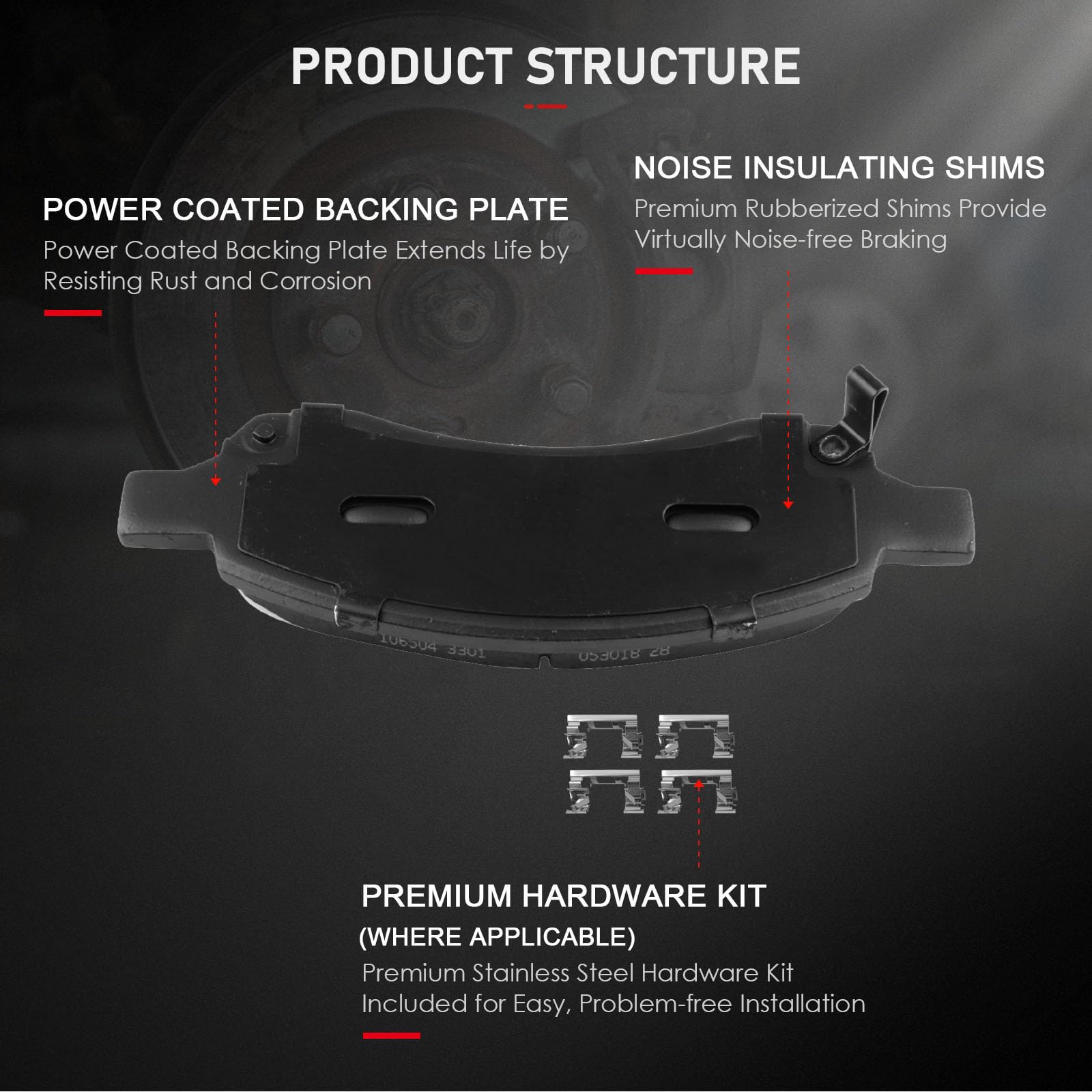 Cciyu D1169 Front Semi-Metallic Disc Brake Pads Kit For Buick Enclave 2008-2017,For Chevrolet Traverse 2009-2017,For Gmc Acadia