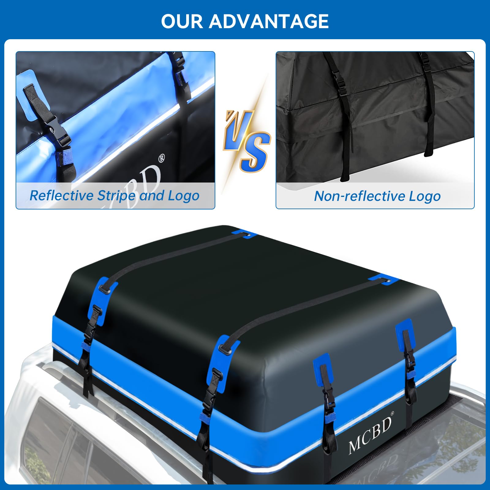 Rooftop Cargo Carrier Bag, 15 Cubic Feet Soft-Shell Waterproof Car Roof Luggage Bag For All Vehicles Suv With/Without Rails, Inc