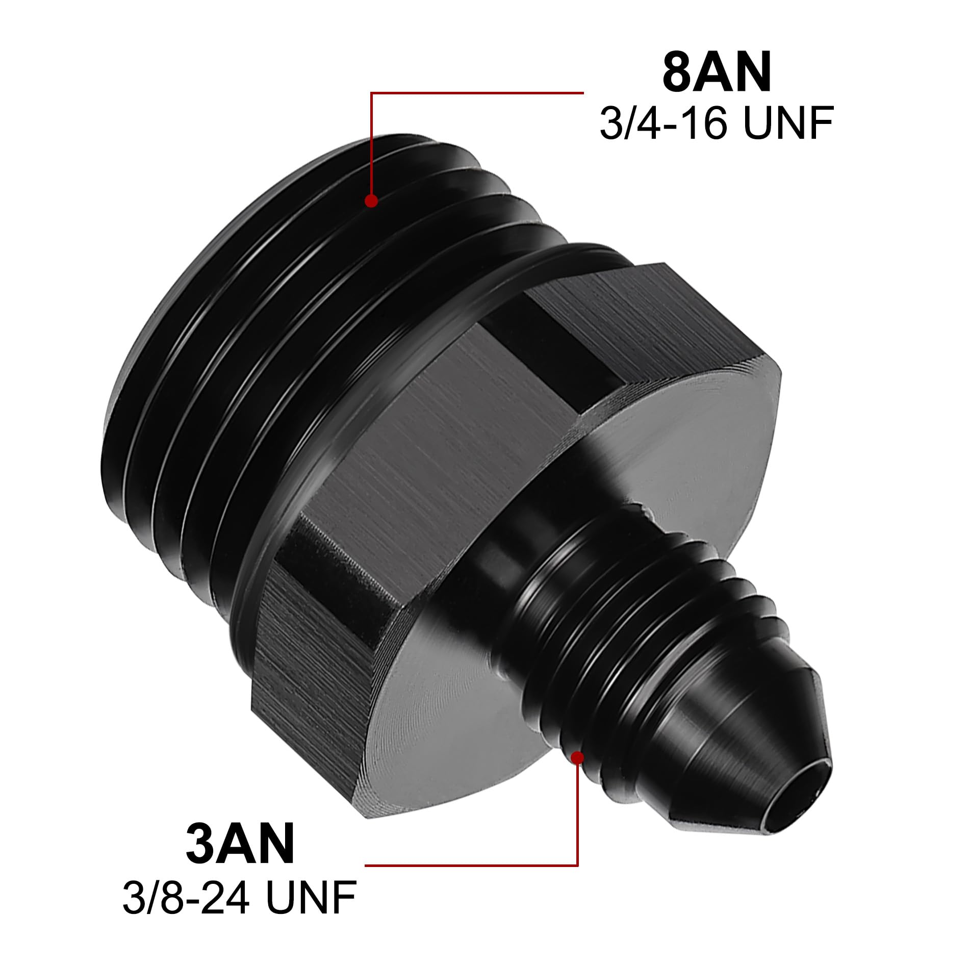 Evil Energy 3An Flare To An8 Orb Male O-Ring Fitting Adapter