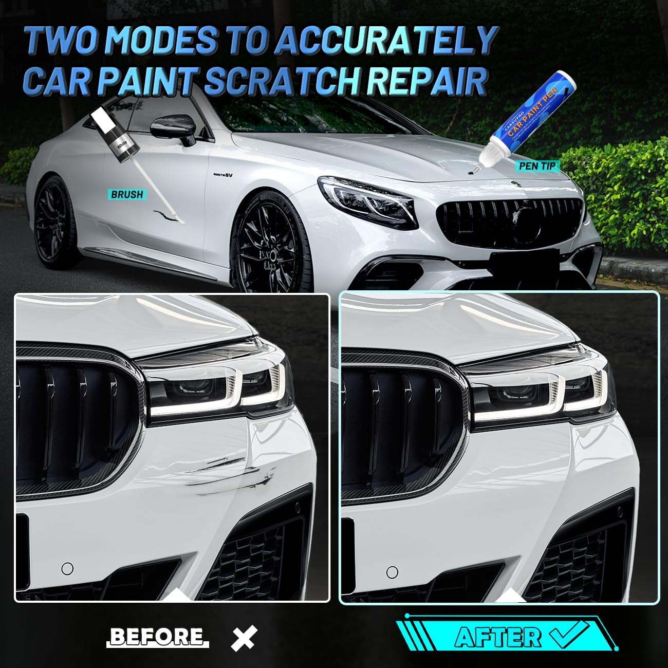 Carsupro Touch Up Paint for Cars,Car Paint Scratch Repair Color Accurate Quick Fix and Convenient Operation,2-In-1 Automotive To