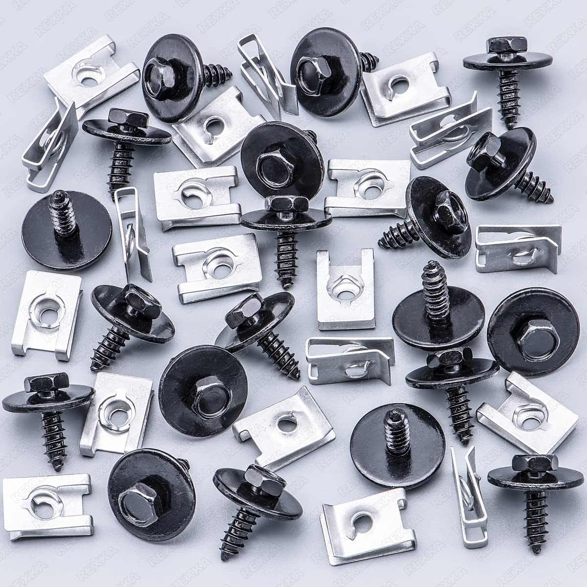 Rexka 20 Sets M4.8 Fender Liner Splash Shield Bumper Cover Screws U Nuts Kit For Bmw Mini 07147129160 07129904150 E36 E46 E60 E63 E88 E90