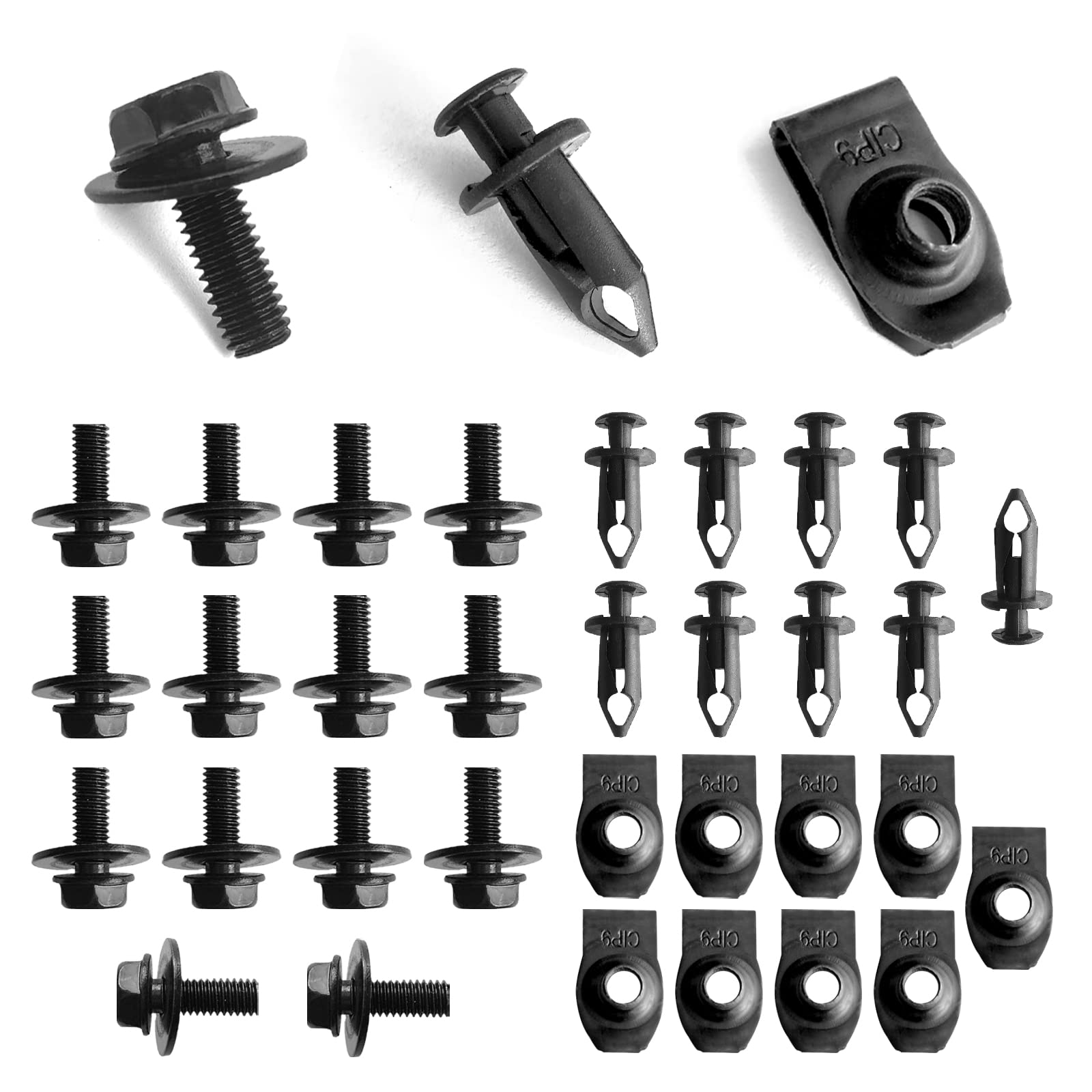 35Pcs Engine Under Cover Splash Shield Body Bolts Screws, Bumper Clips Extruded U-Nuts Kit Compatible With Nissan 350Z 370Z Infiniti G35 G37 Ex35 Fx35 Fx45