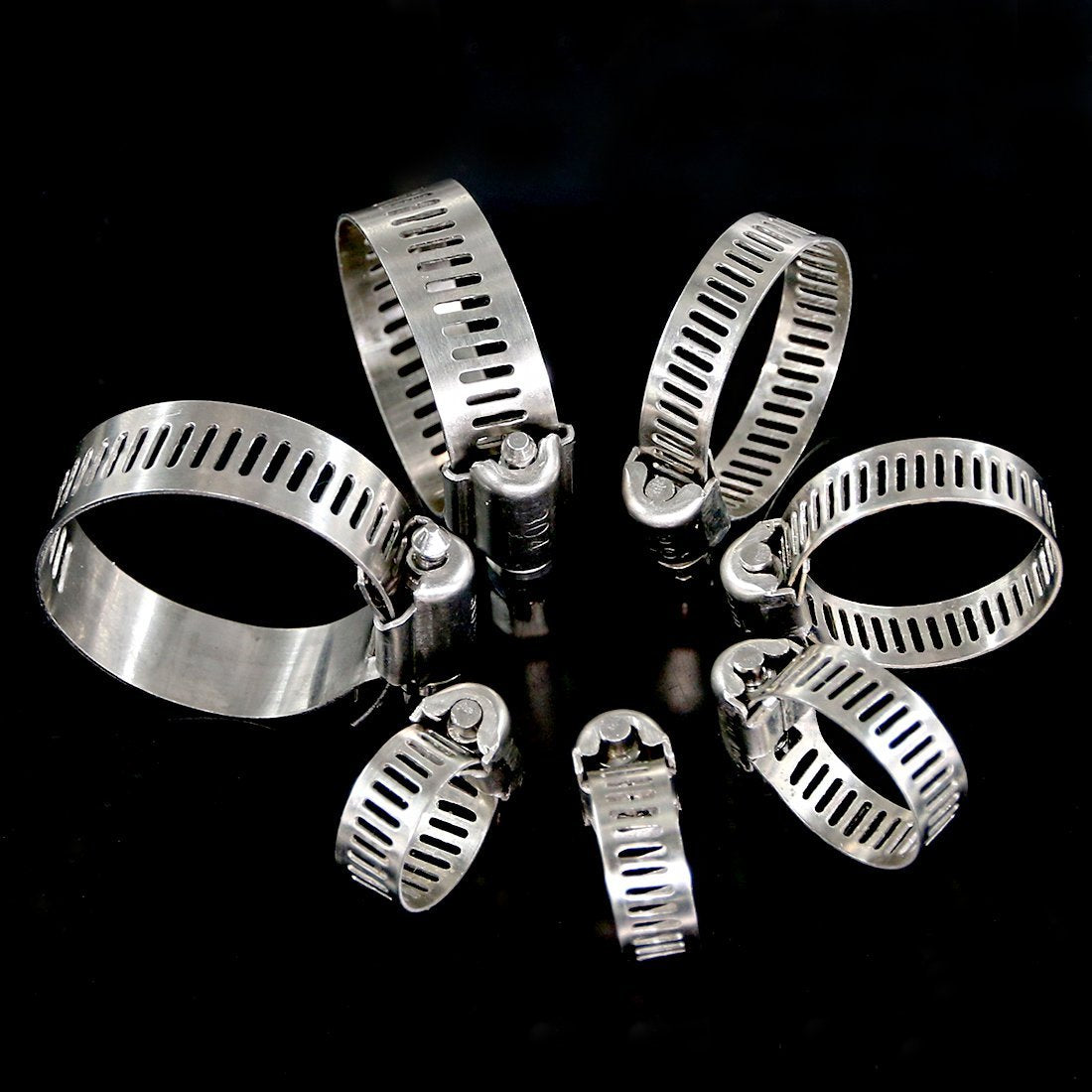 Swpeet 60Pcs Assorted Sizes Hose Clamps Kit, 304 Stainless Steel Adjustable 6-38Mm Range Worm Gear Hose Clamp Perfect For Plumbi