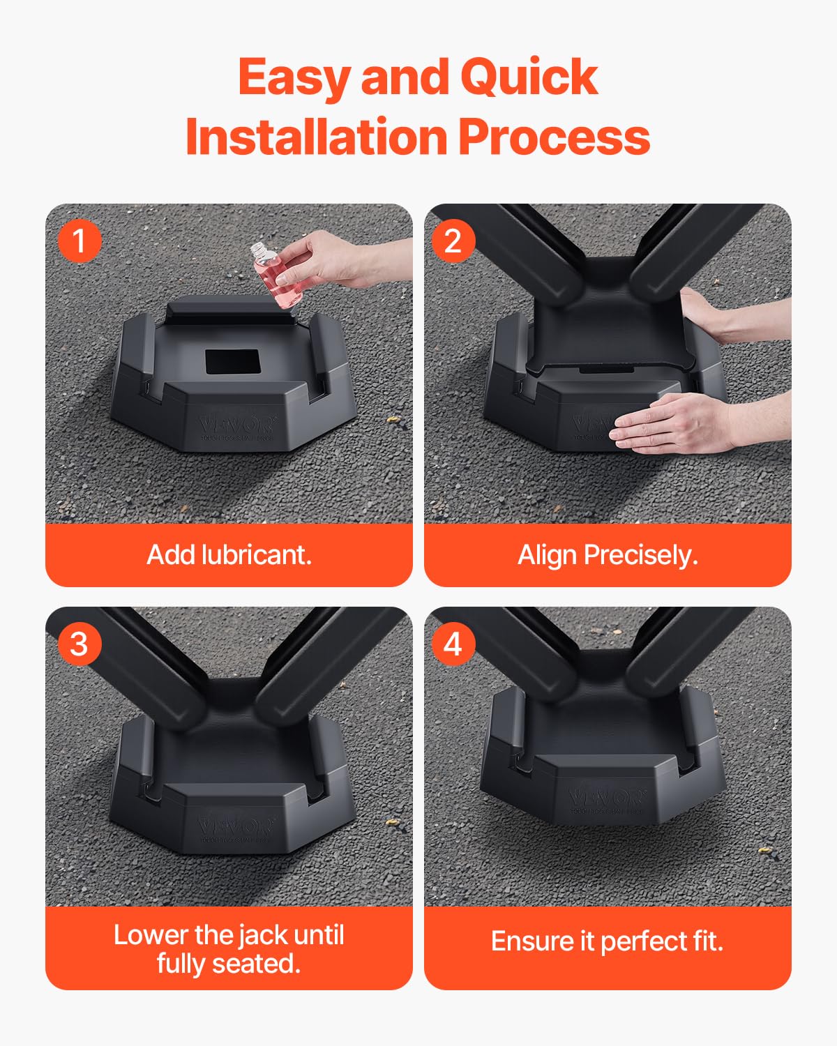 VEVOR RV Leveling Pads, 4-Pack Rubber Trailer Jack Pads, Each with 5000 lbs Capacity, Jack Stabilizer Pad with Large Surface Are