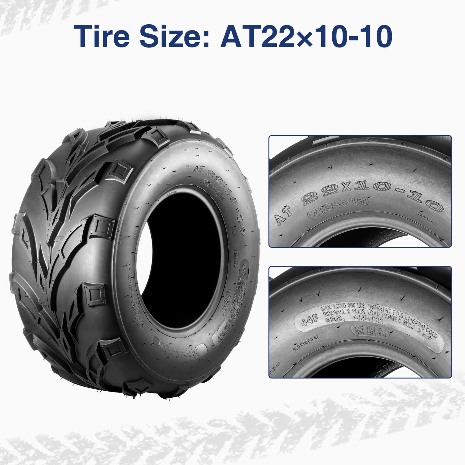 Maxauto 22X10-10 Sport Atv Tires 22X10X10 Quad Tires,6 Pr Tubeless All Terrain Utv Tire, 2 Pack