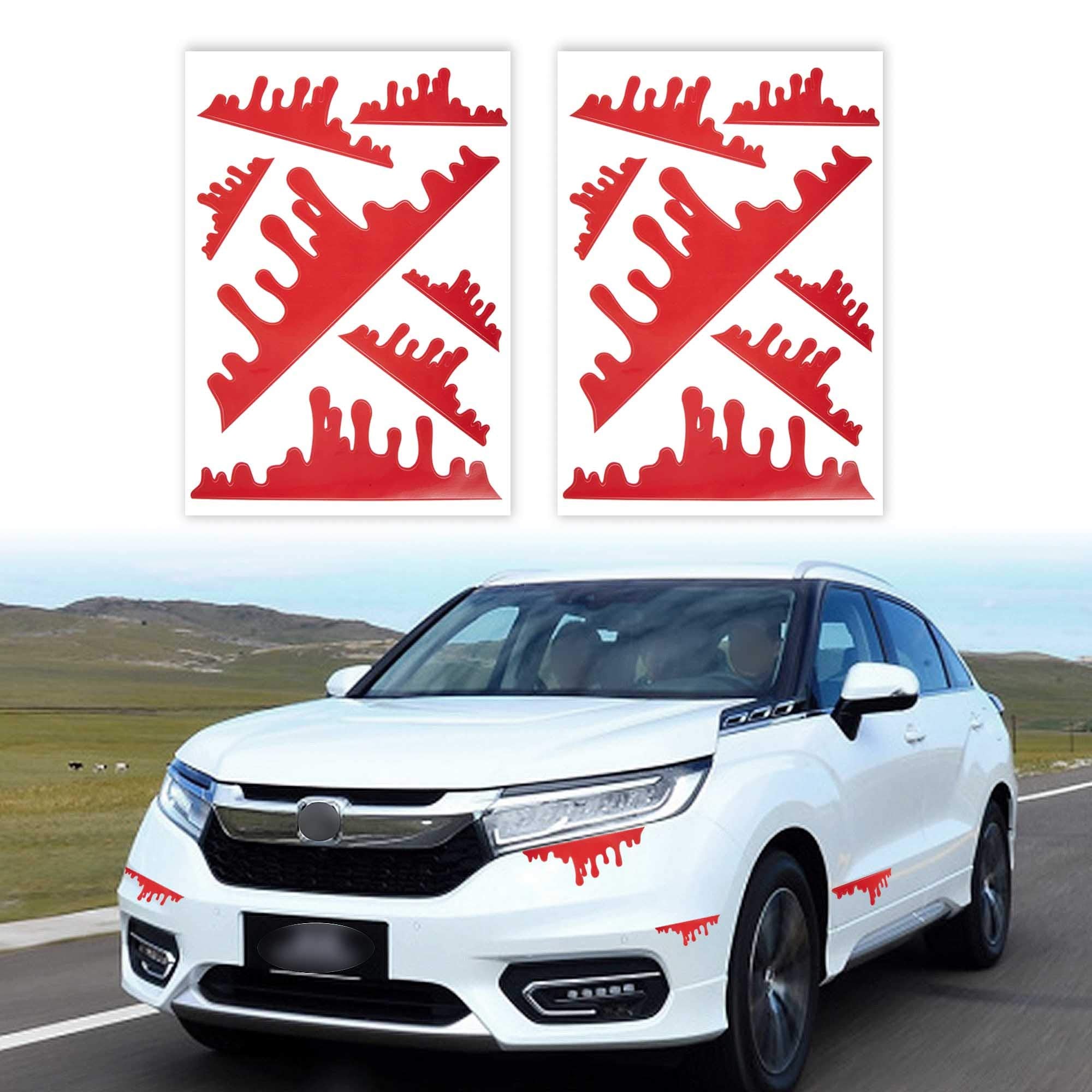 Tomall 2 Sheets (14Pcs) Red Blood Stickers For Car Funny Halloween Theme Bleeding Decals For Car Self-Adhesive Stickers For Car 