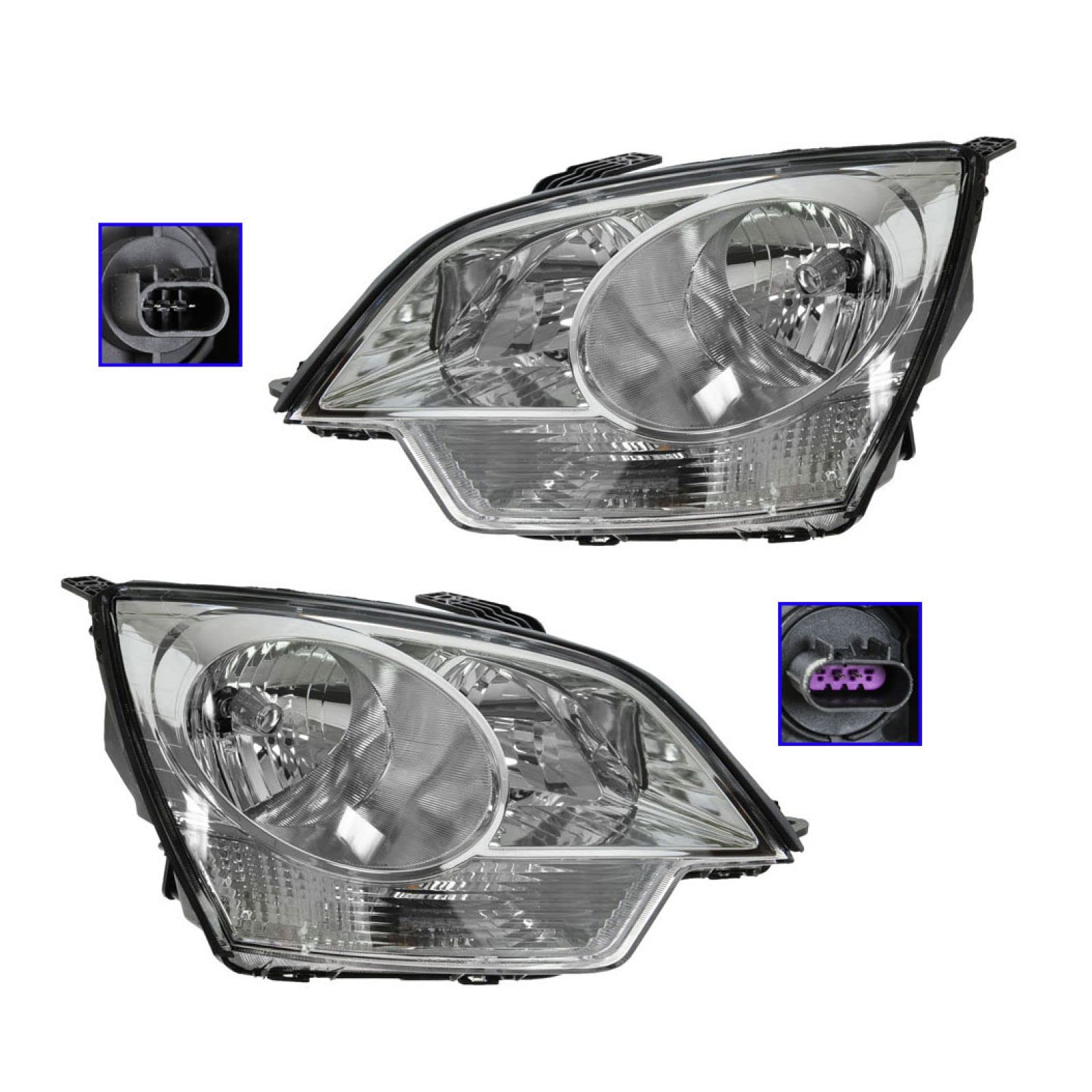 Trq Driver & Passenger Side Headlight Assembly Set Headlights Driver & Passenger Side Compatible With 2012-2014 Chevrolet Captiv