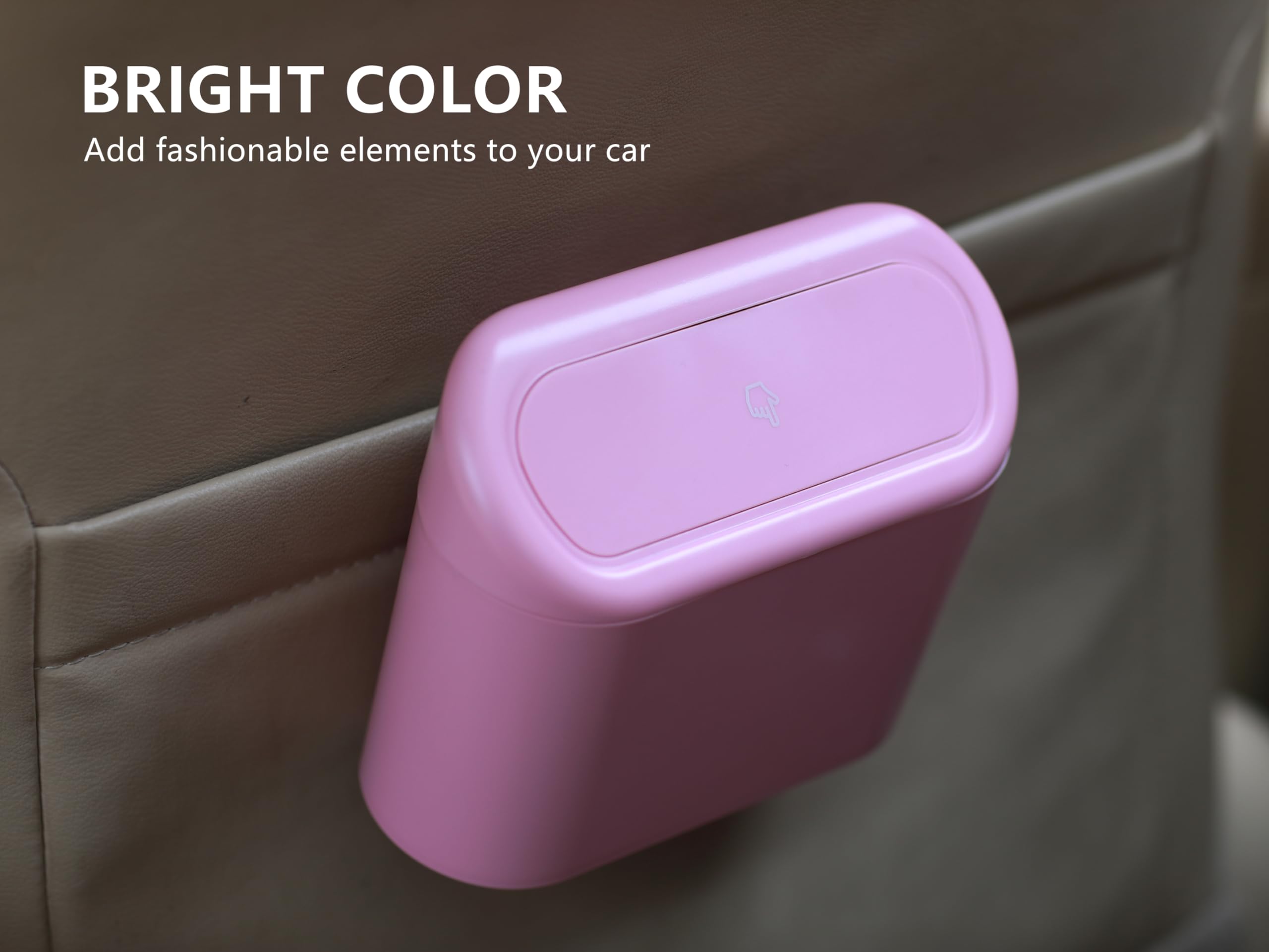 Ginsco 2 Pack Mini Car Trash Can With Lid, Small Car Garbage Can, Cute Leakproof Abs Trash Bin, Auto Accessories For Interior, G