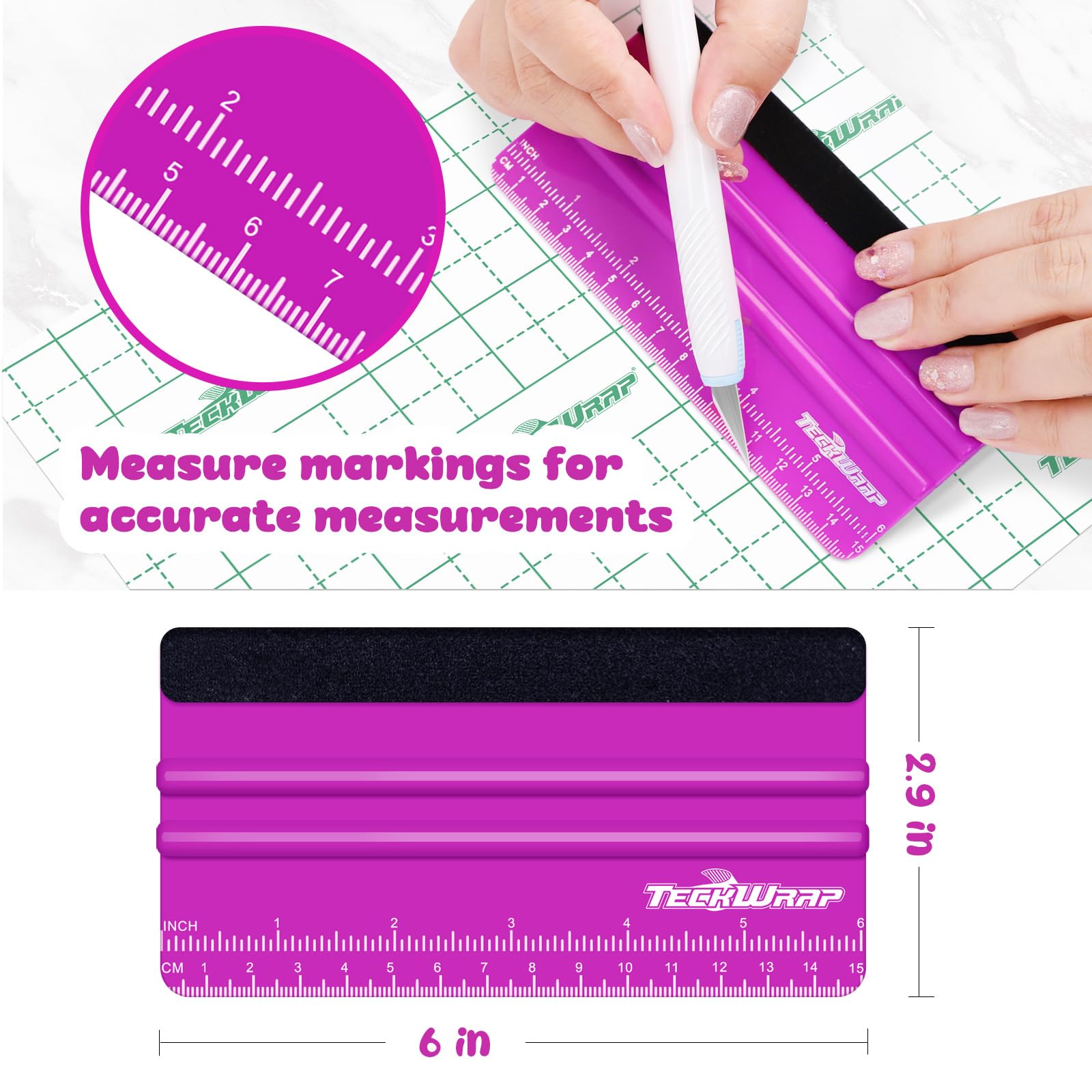 Teckwrap 2 Pcs Professional Plastic Squeegee Tool For Vinyl Decals, Inkjet Vinyl Sticker Paper, And Wallpaper - 6 ''X2.9 '', Scr