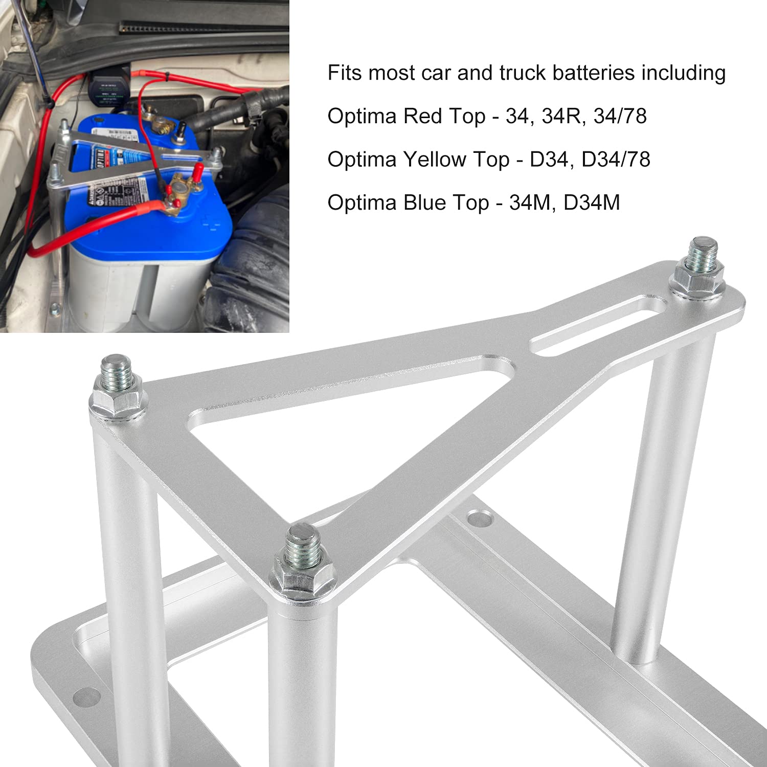 Universal Battery Tray Hold Down Trunk Battery Relocation Box Aluminum Fits For Optima Race Racing Mount Red Yellow Blue Top 34 34/78 D34 D34/78 34M D34M