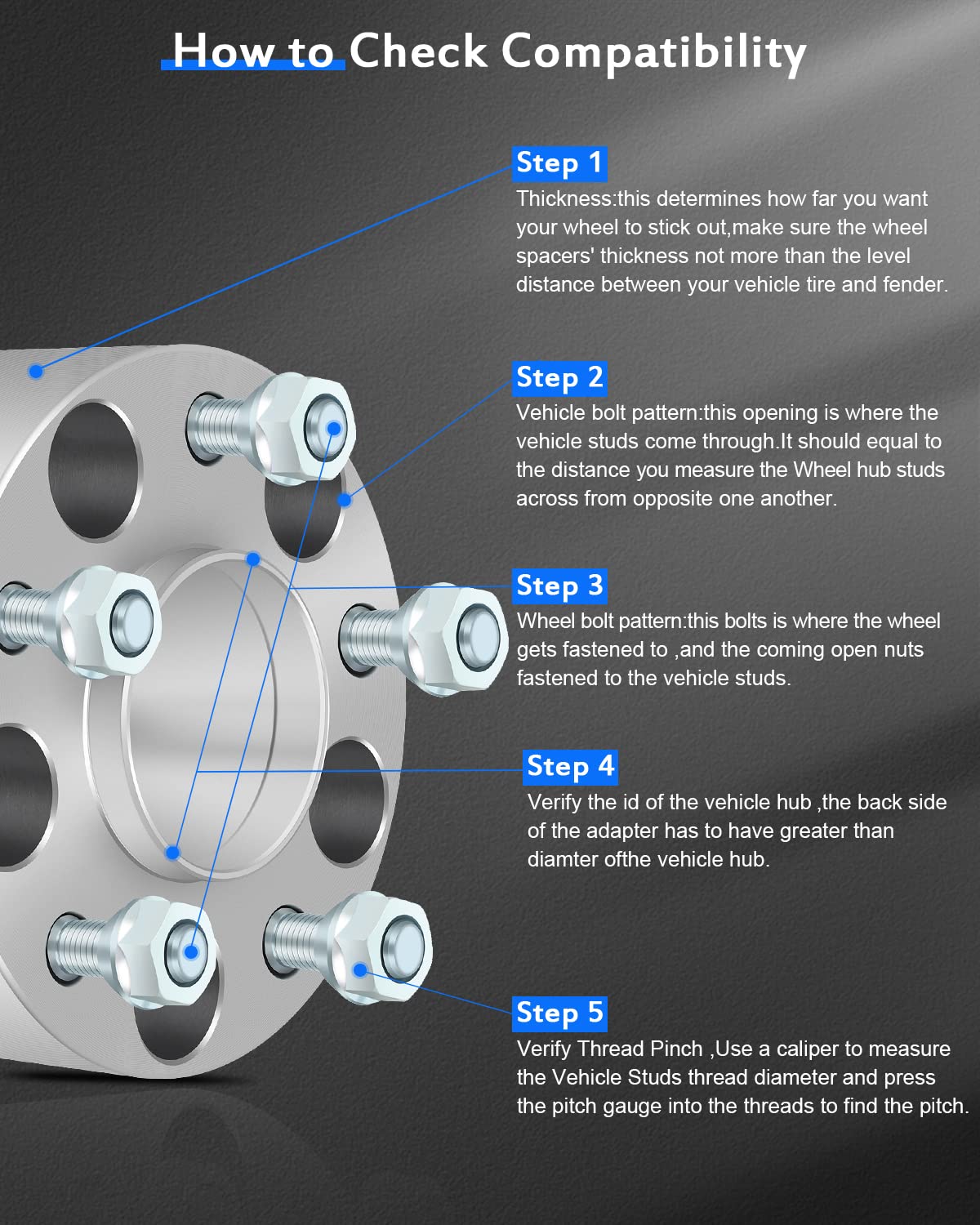 ECCPP Set of 2 Wheel Spacers Hubcentric 2&quot; 5x4.75 to 5x4.75 5 Lug Lip M12x1.5 70.5MM Fits for 1987-2005 for Chevrolet Blazer | 1984-2019 for Chevrolet Corvette|1991-2005 for GMC Jimmy