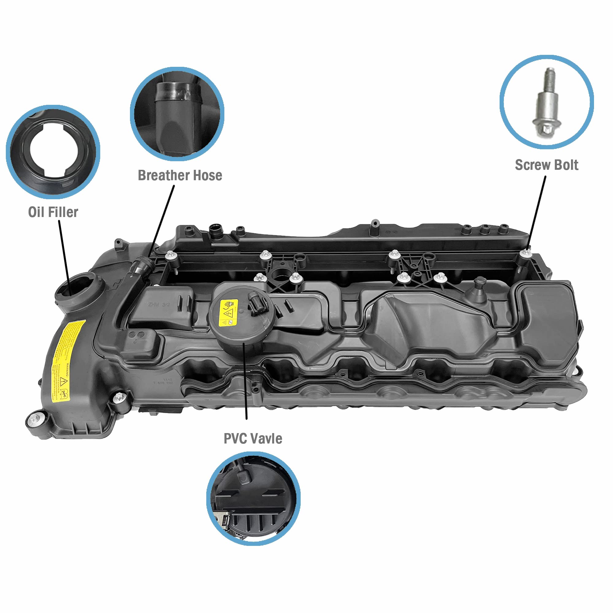 SUMYOLA N55 Engine Valve Cover For BMW E71 E82 E90 F01 F10 F25 2011-2014 X3 X5 X6 335i 535i 2013-2014 740i 2012-2014 640i 2011-2