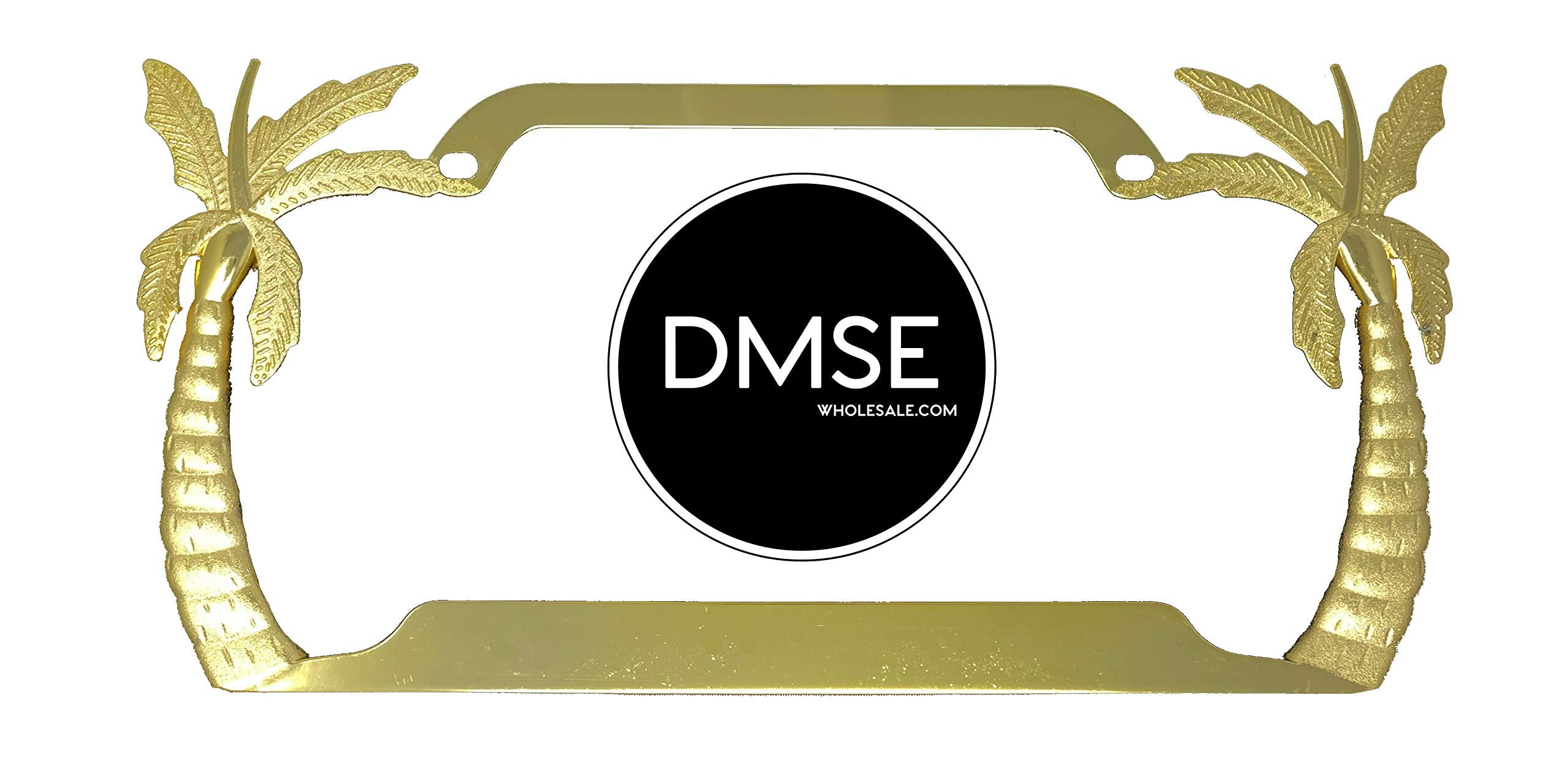 Dmse Palm Tree Beach Theme Universal Metal License Plate Frame Cool Decorative Design For Any Vehicle (Gold)