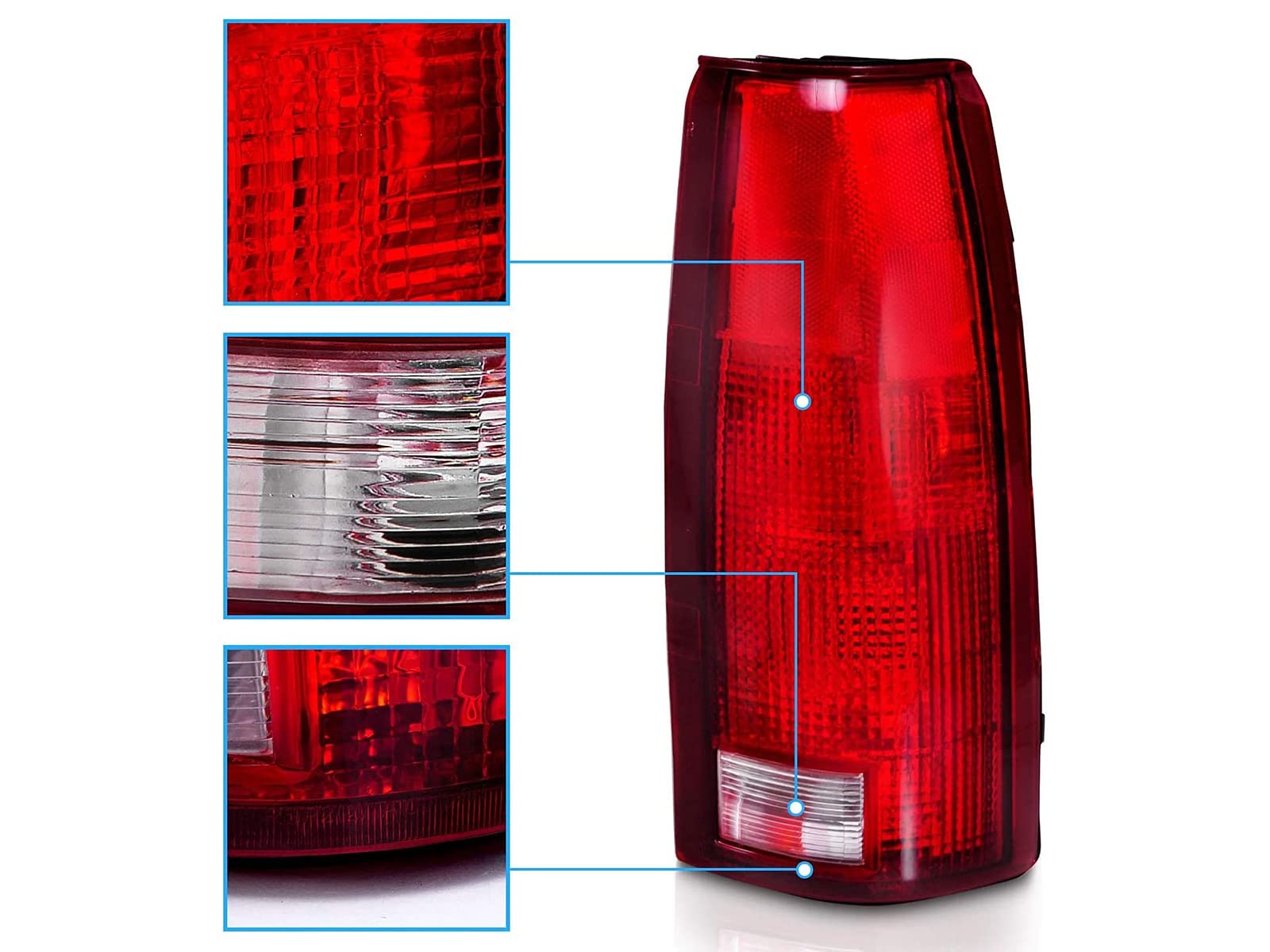 AmeriLite OE Replacement Halogen Tail Lights For Chevy GMC c1500 C/K C10 Silverado Sierra Tahoe Yukon Full-Size Blazer - Driver