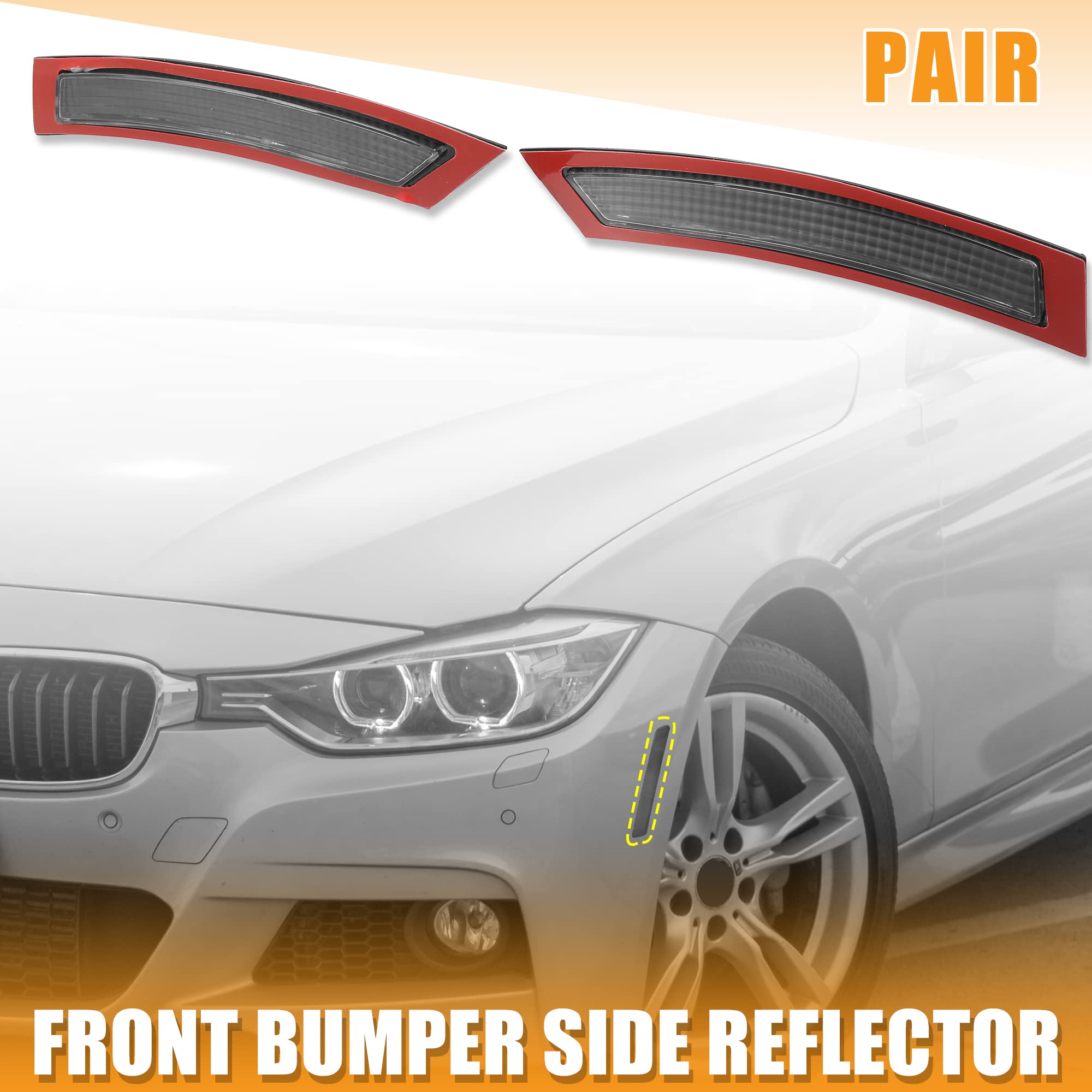 X AUTOHAUX Pair Front Bumper Reflector Side Marker 63147162313 63147162314 for BMW E92 E93 2007 2008 2009 2010 2011 2012 Replace