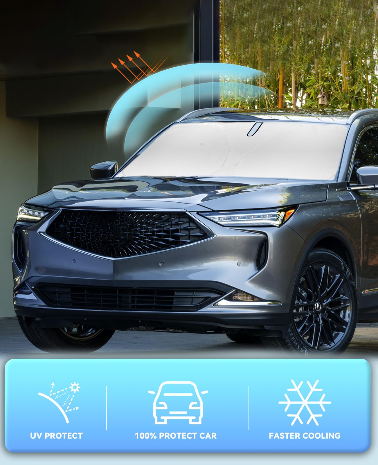 Windshield Sun Shade Car Sunshade For 2025 2024 2023 2022 2021 Acura Mdx Suv, Base, Sport, Hybrid, A-Spec Suv Accessories Windsh