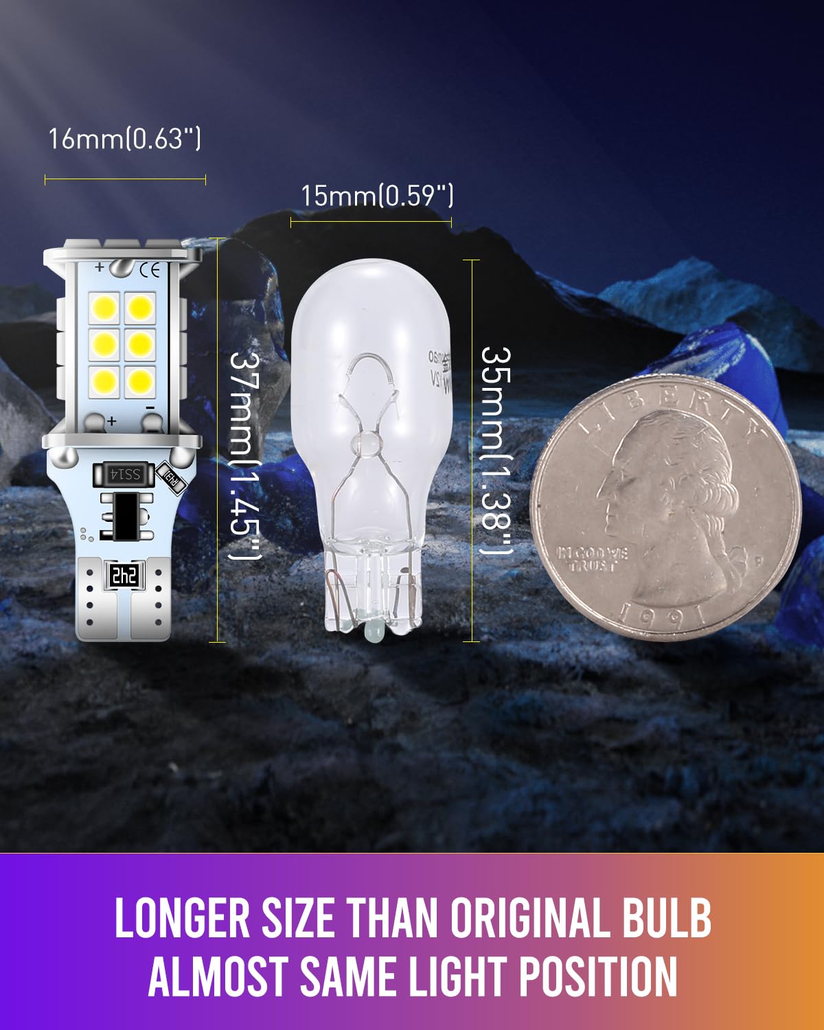 LUYED 921 912 LED Bulb Xenon White for Backup Reverse Lights 3100 Lumens 300% Brightness T15 906 W16W LED Bulbs Non-polarity Canbus Error Free,Pack of 2