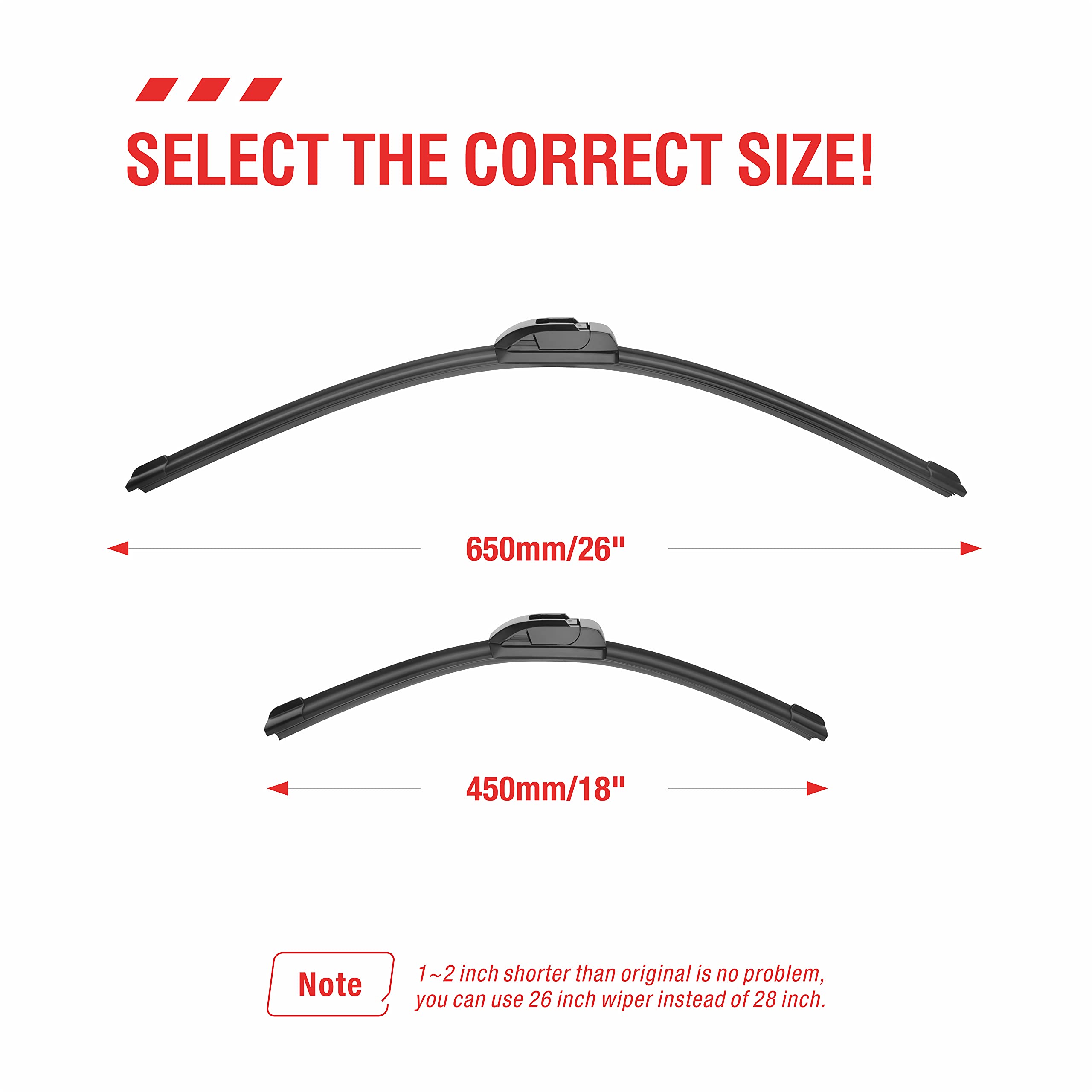 Oem Quality Performance Premium Beam Windshield Wiper Blades 26 And 18,All-Season Auto Replacement Wiper Blades,Fit Honda Accord