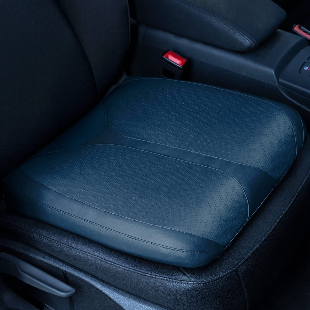 Qyilay Leather Car Memory Foam Heightening Seat Cushion For Short People Driving,Hip(Coccyx/Tailbone) And Lower Back Pain Relief