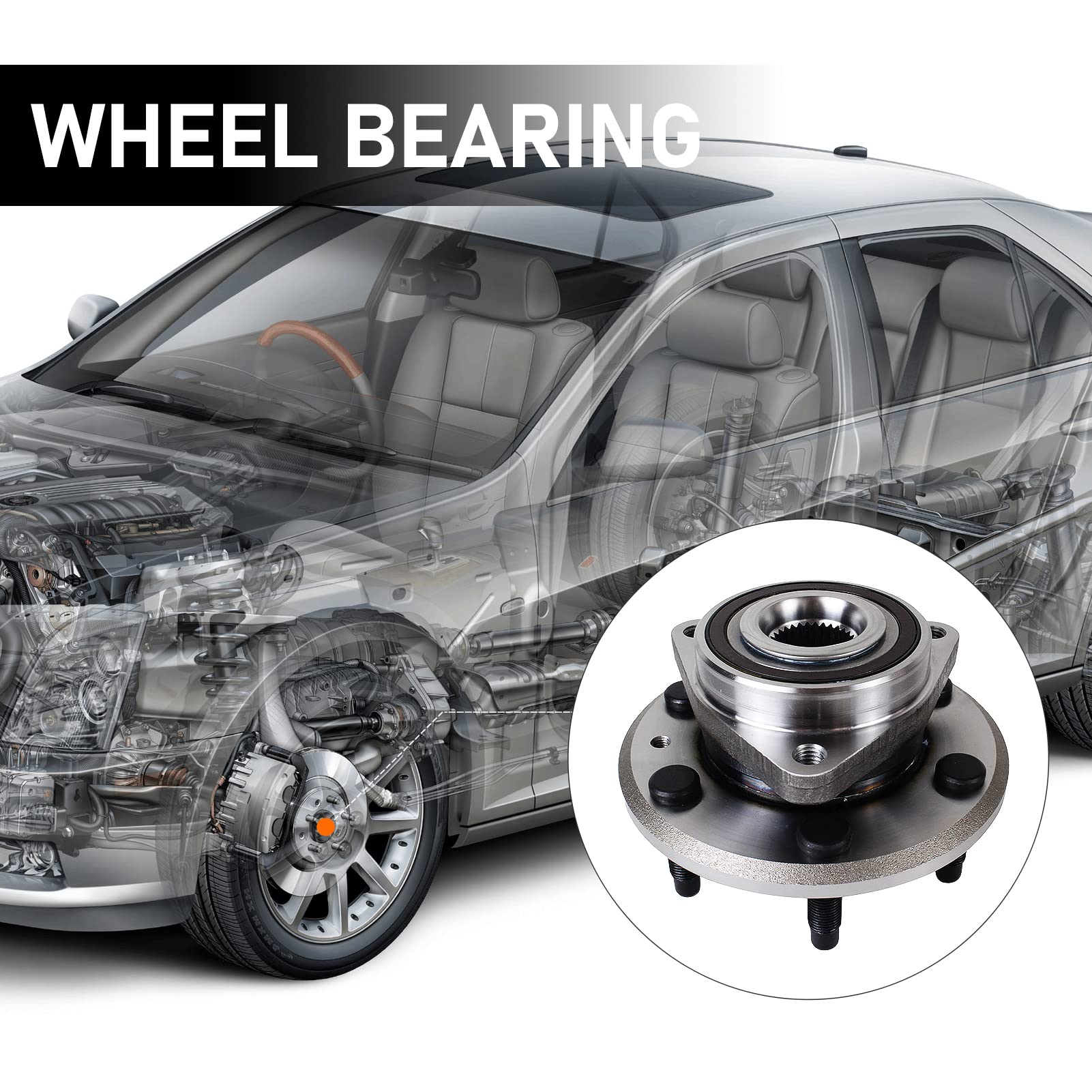 Macel 513277 Wheel Bearing And Hub Assembly Front/Rear For 08-17 Buick Enclave, 09-17 Chevy Traverse, 07-16 Gmc Acadia, 07-10 Sa