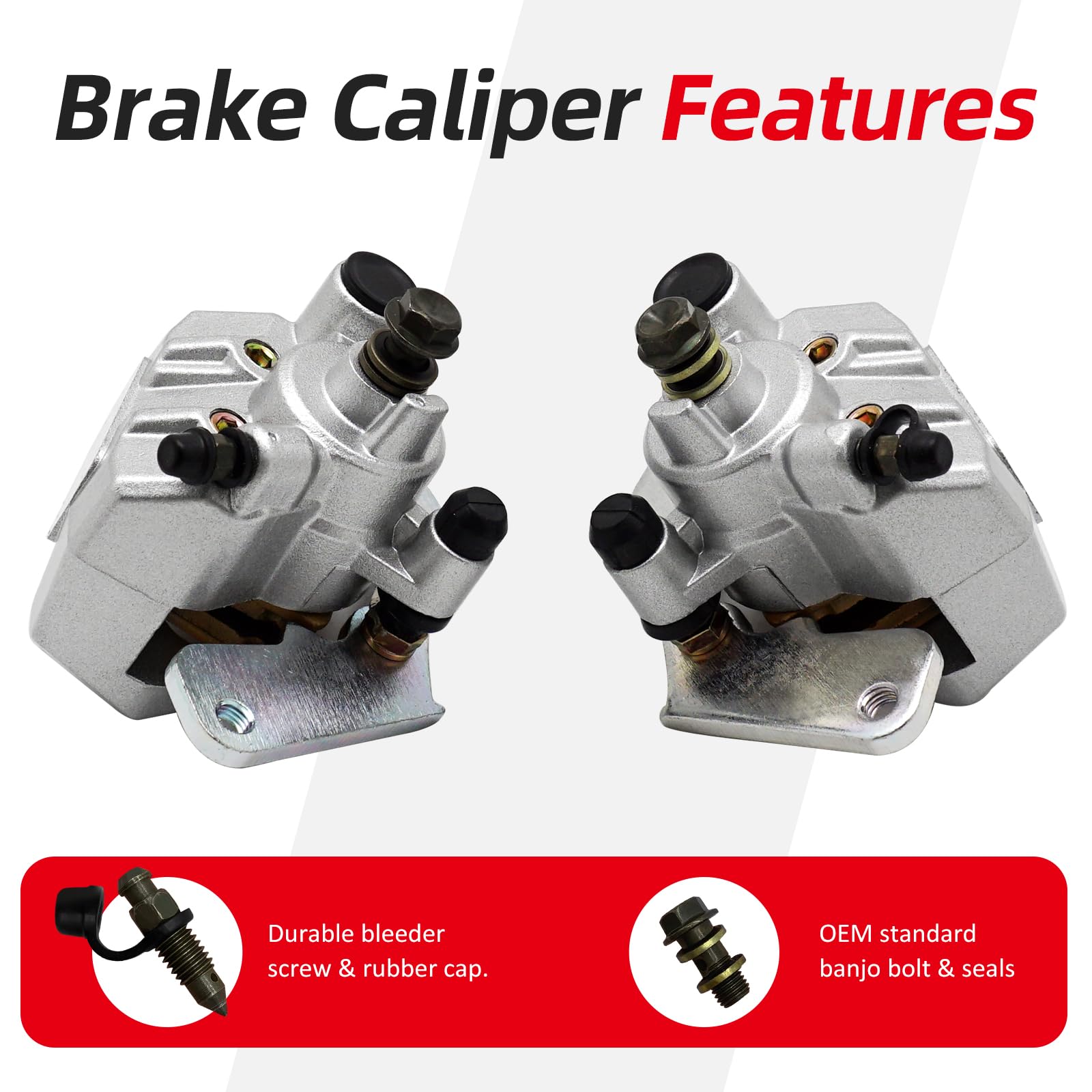 M MATI Front Left Right Brake Caliper Assembly for Honda TRX420 TRX500 Fourtrax Rancher Foreman Rubicon with Brake Pads 45150-HP