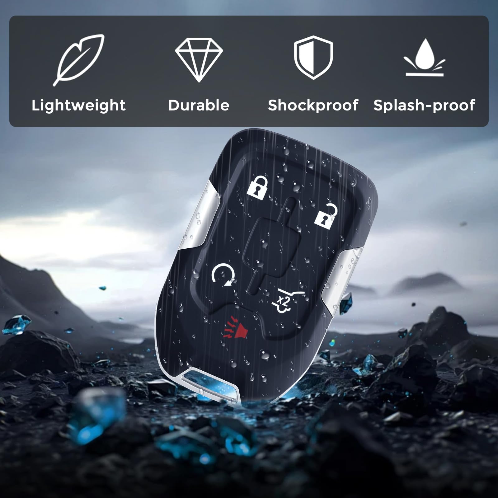 Helloauto Key Fob Replacement Fit For Gmc Acadia 2017-2020, For Gmc Terrain 2018-2020 Keyless Entry Remote Start Keyfob Shell 5