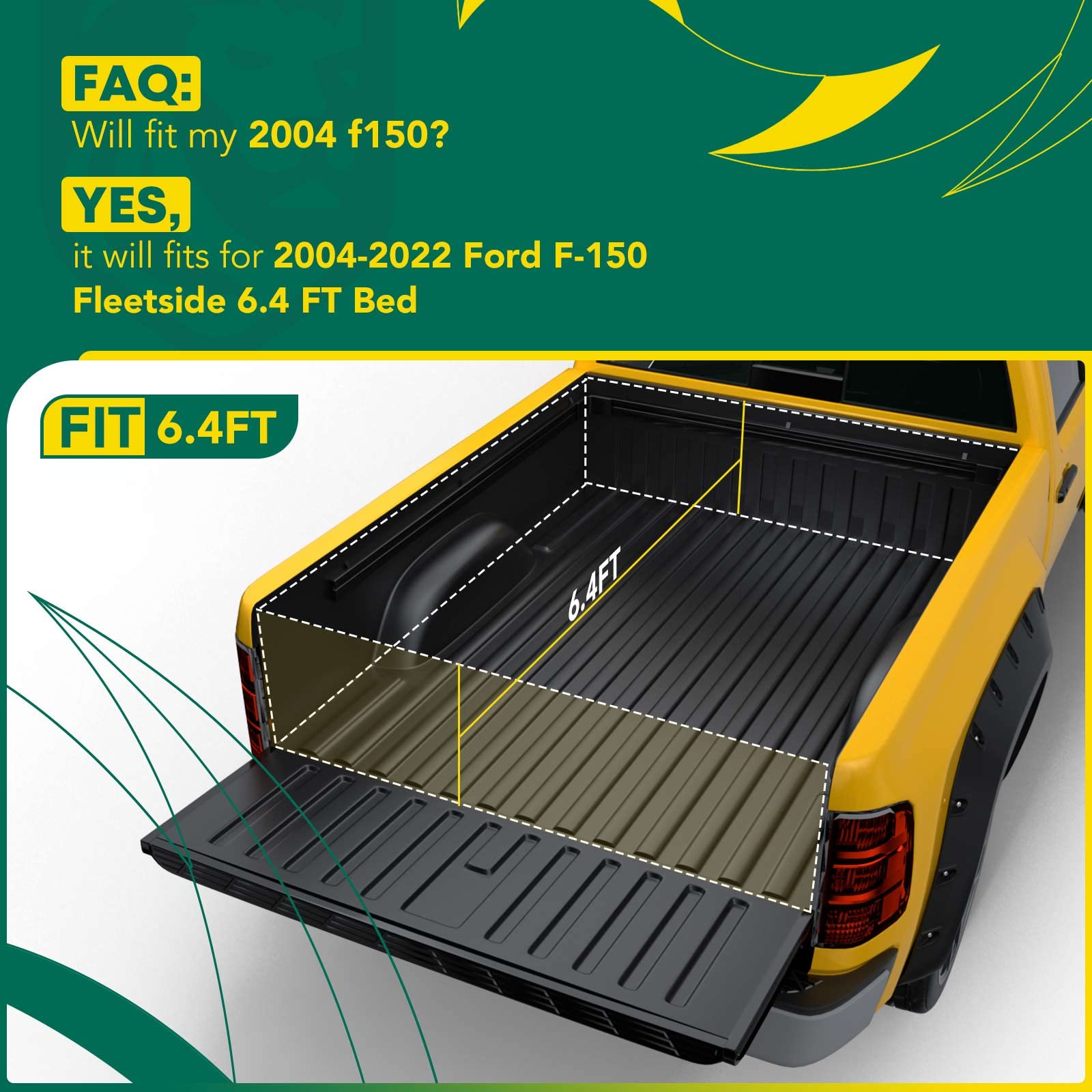 Yhtauto Soft Roll Up 6.5 Ft (78.8''-78.9') Truck Bed Tonneau Cover Compatible With Ford & Lincoln Models 04-24 F-150, 05-08 Mark Lt, Fleetside, W/Auto Locking Truck Bed Cover All Weather Waterproof