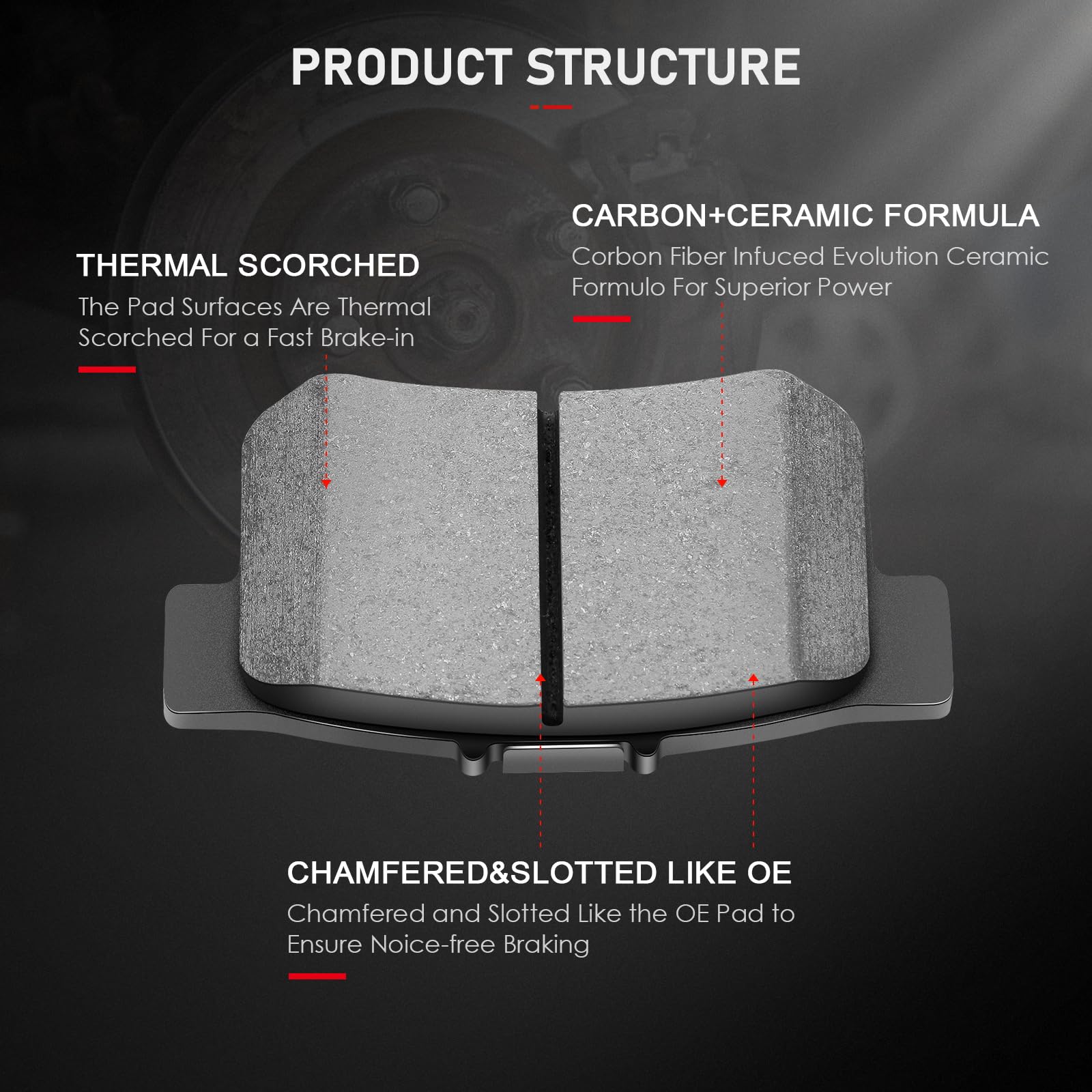 Cciyu D914 D537 Front & Rear Professional Ceramic Disc Pads Set Fit For 2013-2015 For Acura Ilx, 2003-2007 For Honda Accord, 201