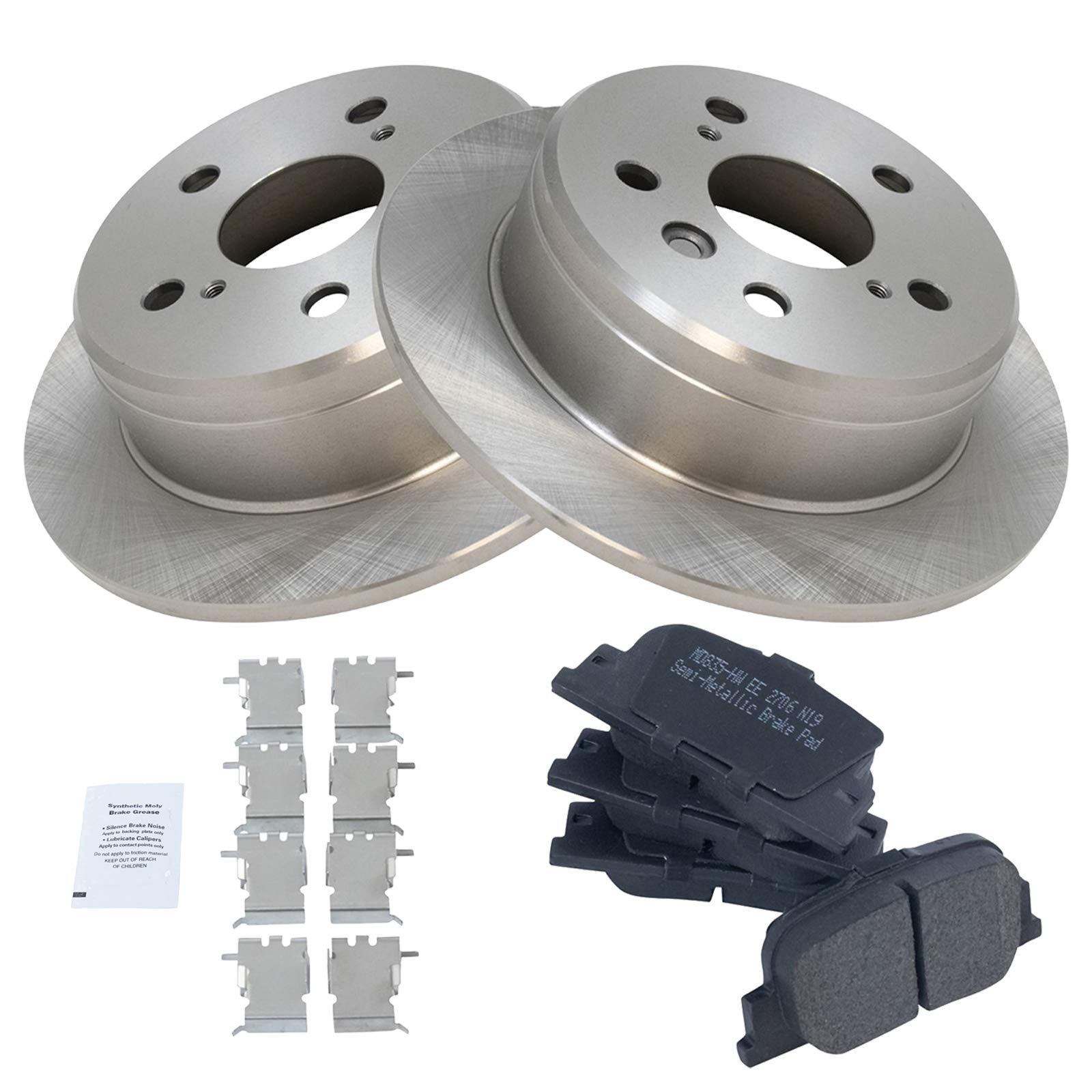 Trq Rear Brake Pad & Rotor Kit Brake Pads Brake Rotor Semi-Metallic Compatible With 2000-2001 Lexus Es300 Toyota Camry