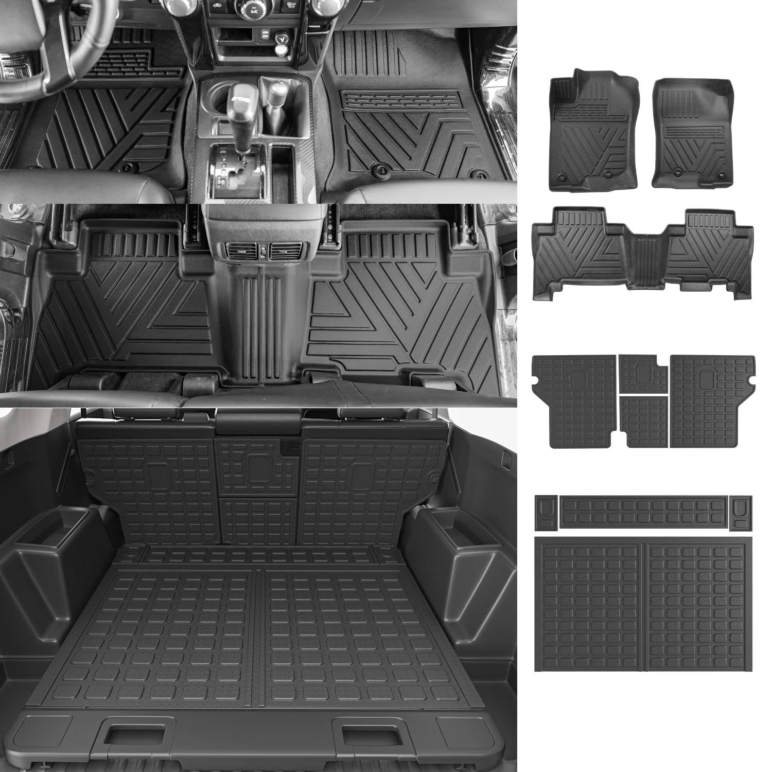 powoq Floor Mat Compatible with Toyota 4Runner Cargo Mat Backrest Mat Replacement for 2013-2024 Toyota 4Runner Accessories (Fit W/Sliding Tray,Upgraded Backrest Mats+Rear Trunk Mat+Floor Mats) -Like New