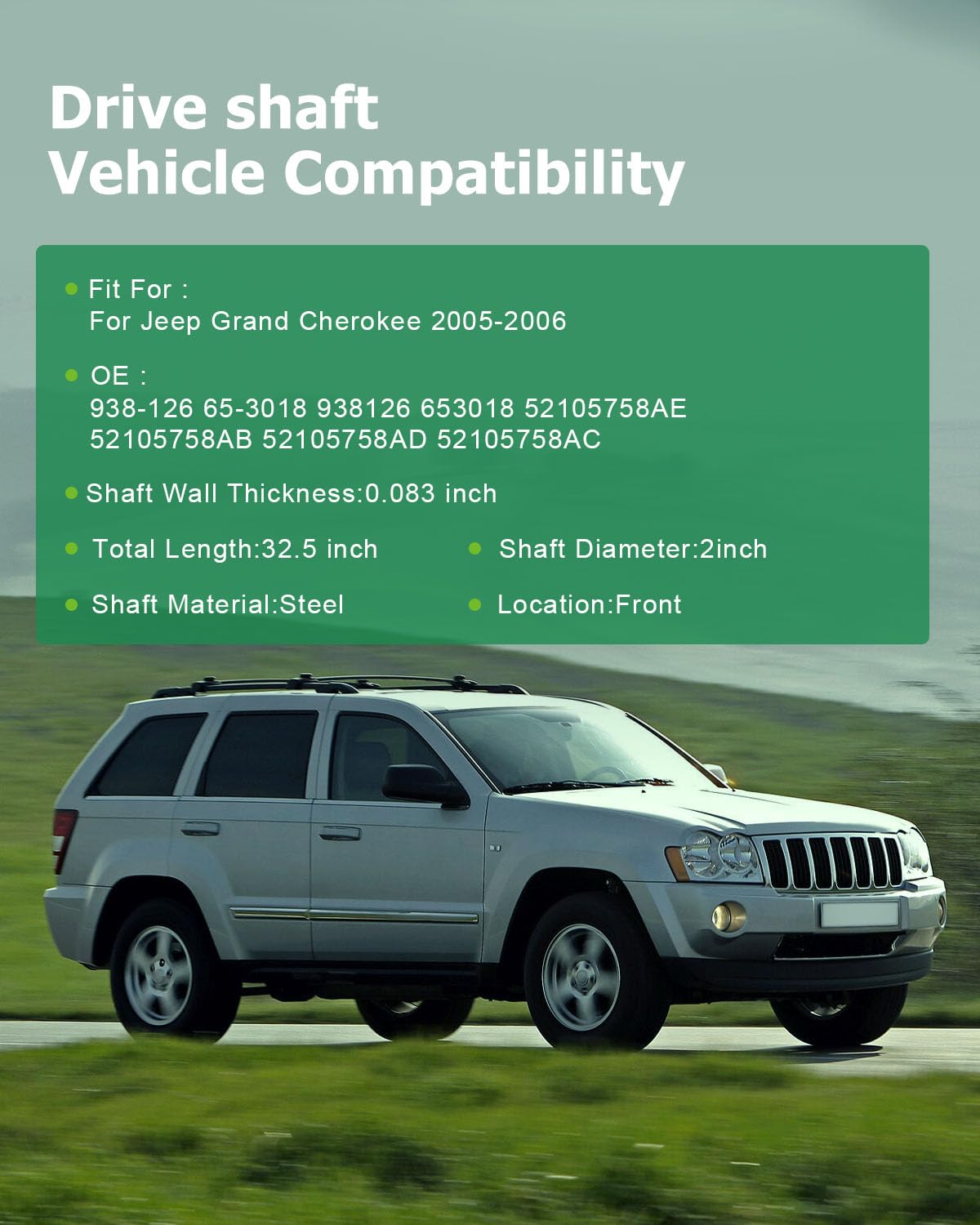 Scitoo 32.5'' Front Drive Shaft Assembly Propeller Shaft Compatible For Jeep Grand Cherokee 2005-2006 938-126 65-3018 938126 653