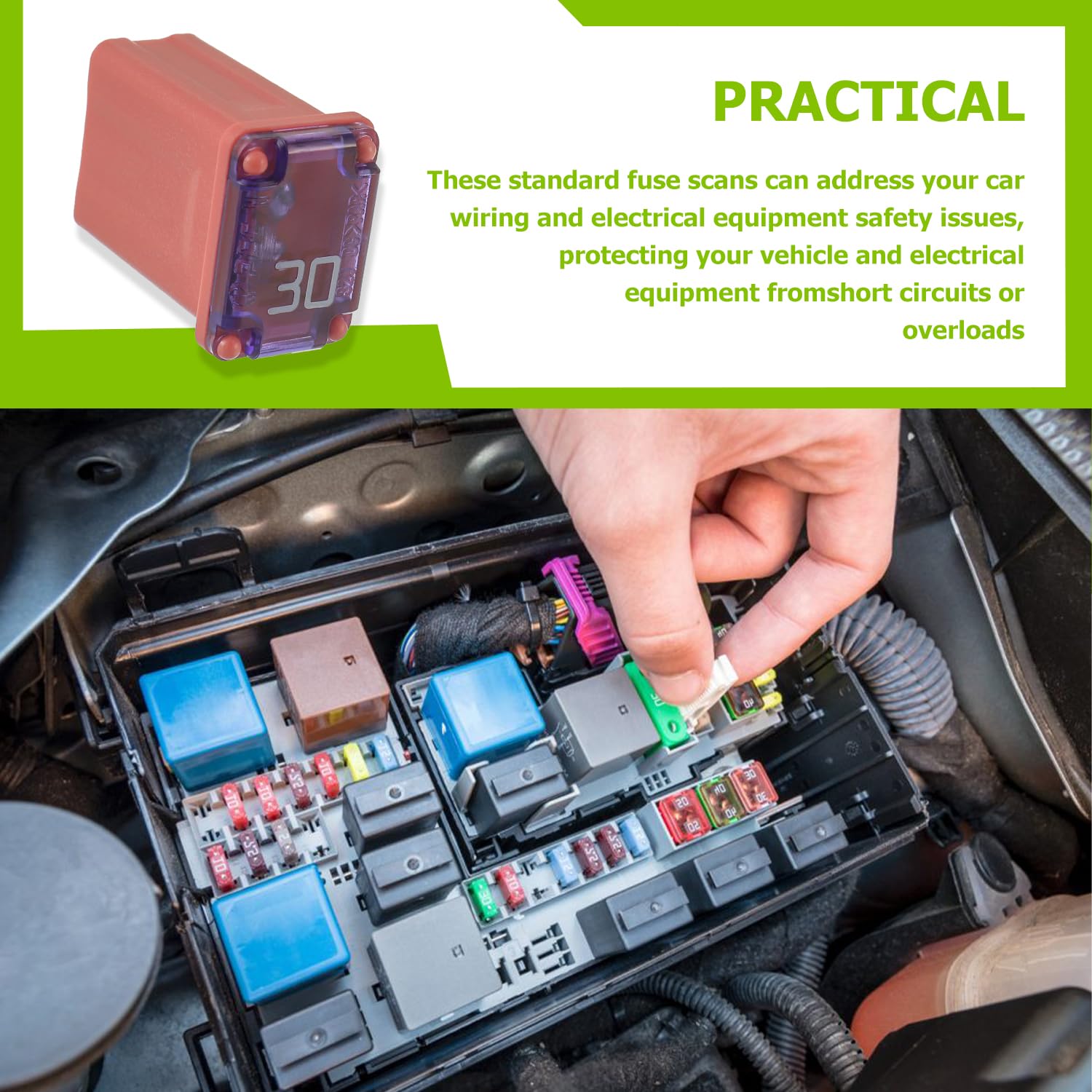 EPLZON 30A 30AMP 32V FMM MCASE 608830 Micro Cartridge Fuses Low-Profile Fuses Kit(Pack of 10pcs)