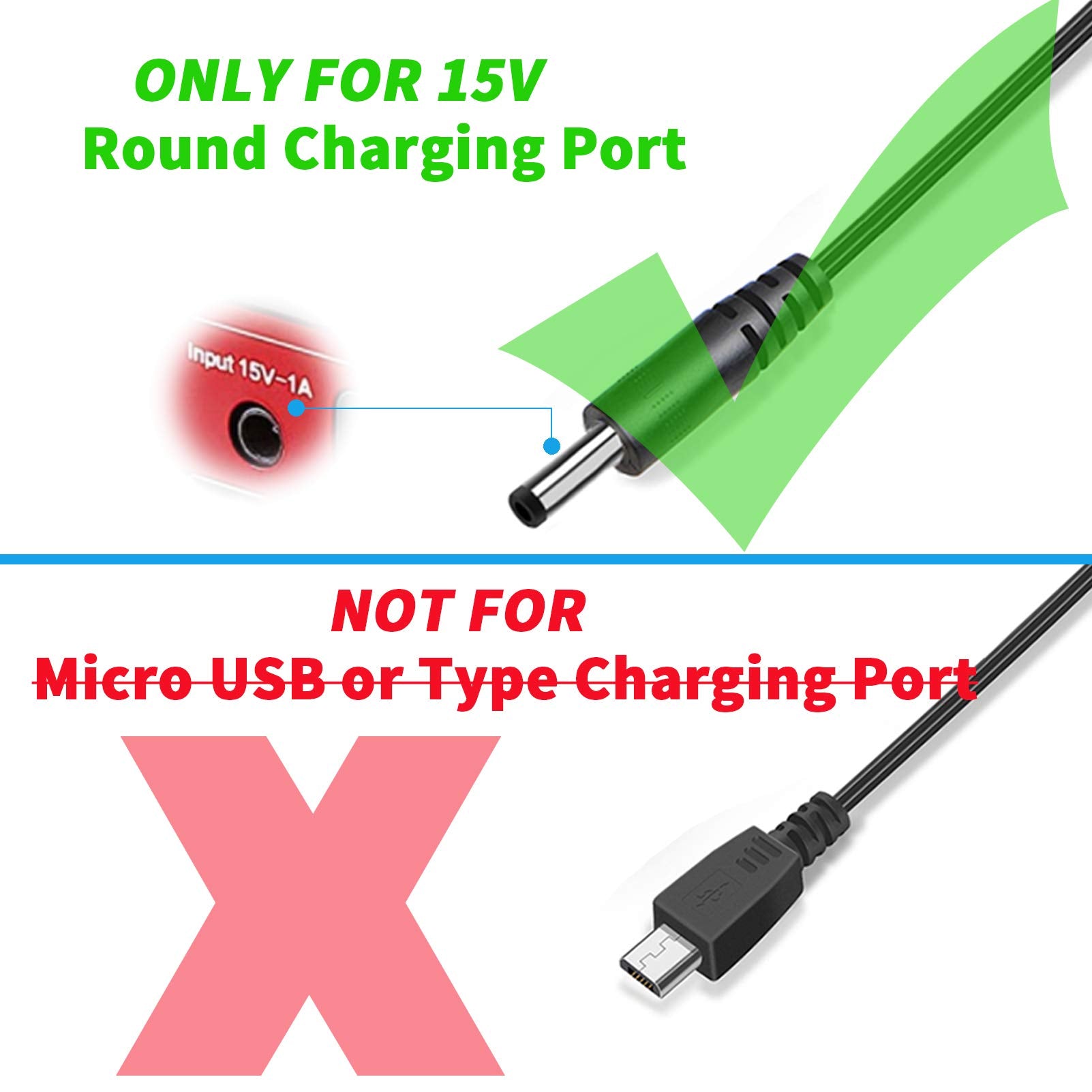 Ul Listed 15V 1A Power Cord For Peak 450A 500A 600A 800A 1000A Peak Portable Car Jump Starter Charger For Booster Battery Ac/Dc Adapter Compatible With Dbpower Djs50 Adaptor