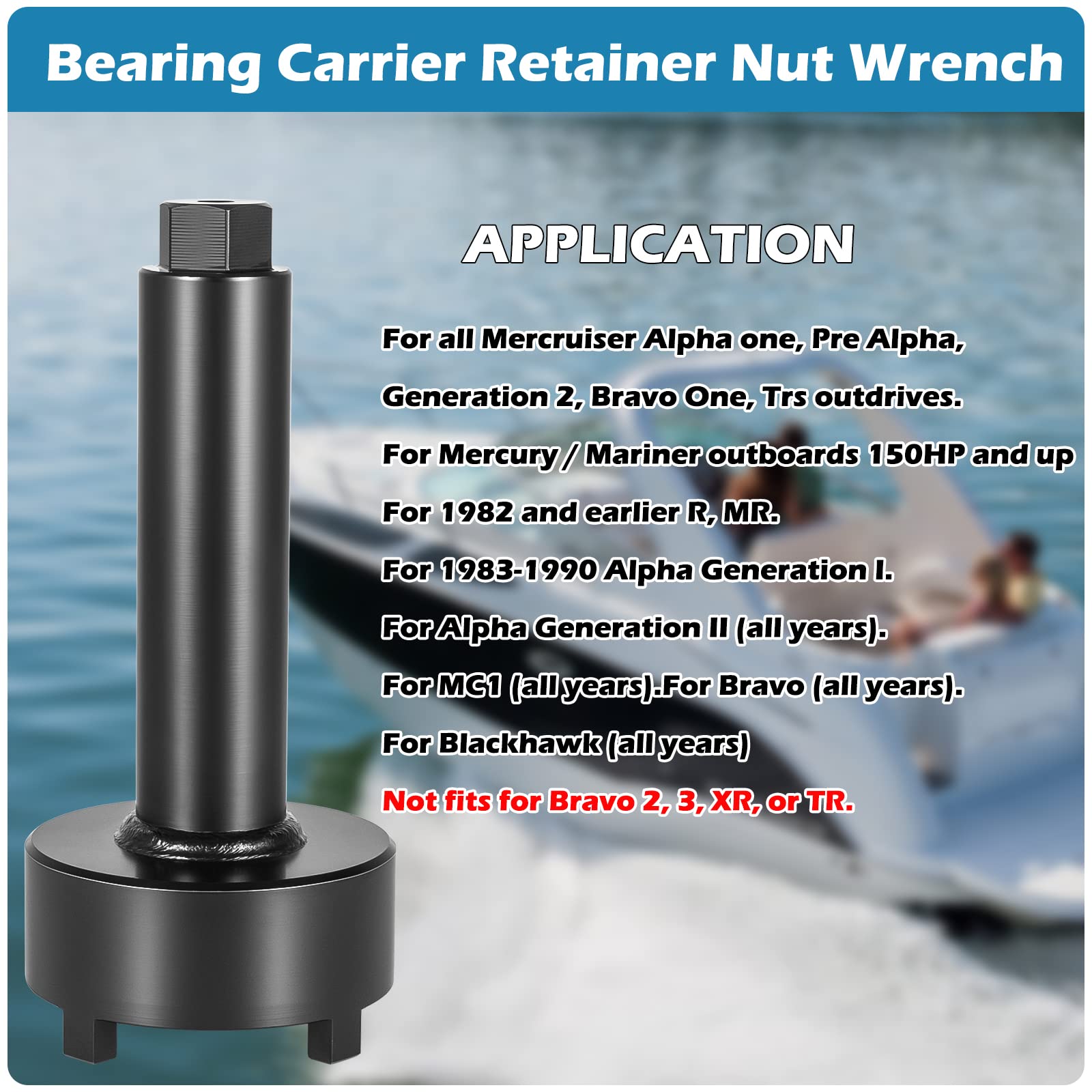 Bearing Carrier Retainer Nut Wrench Tool For Mercruiser Alpha One, Pre Alpha, Generation 2, Bravo One, Trs Outdrives, Replace# 9