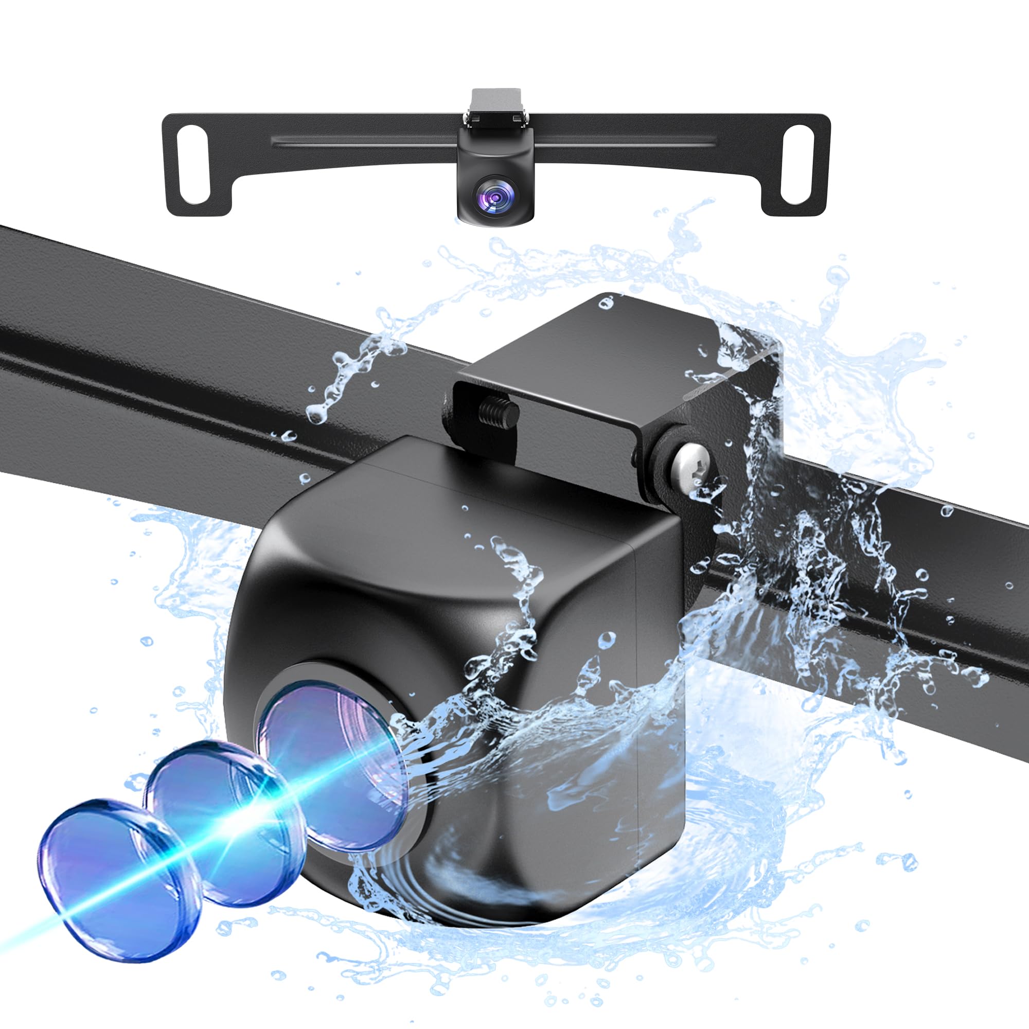 Aucarauto Latest Ahd/Cvbs Universal License Plate Backup Camera, 149 View Angle License Plate Bracket Waterproof Night Vision Ca