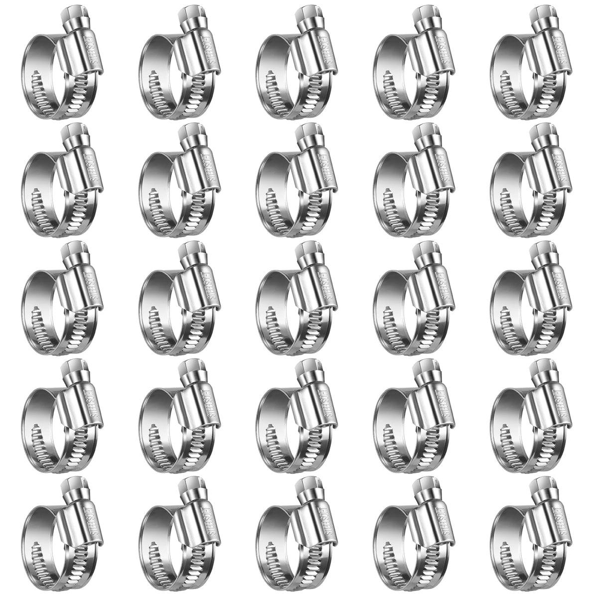 Steelsoft Heavy Duty Hose Clamp Size#8, 5/8 To 1 Inch Adjustable Worm Gear Drive Hose Clamps Stainless Steel 304 For Fuel Inject