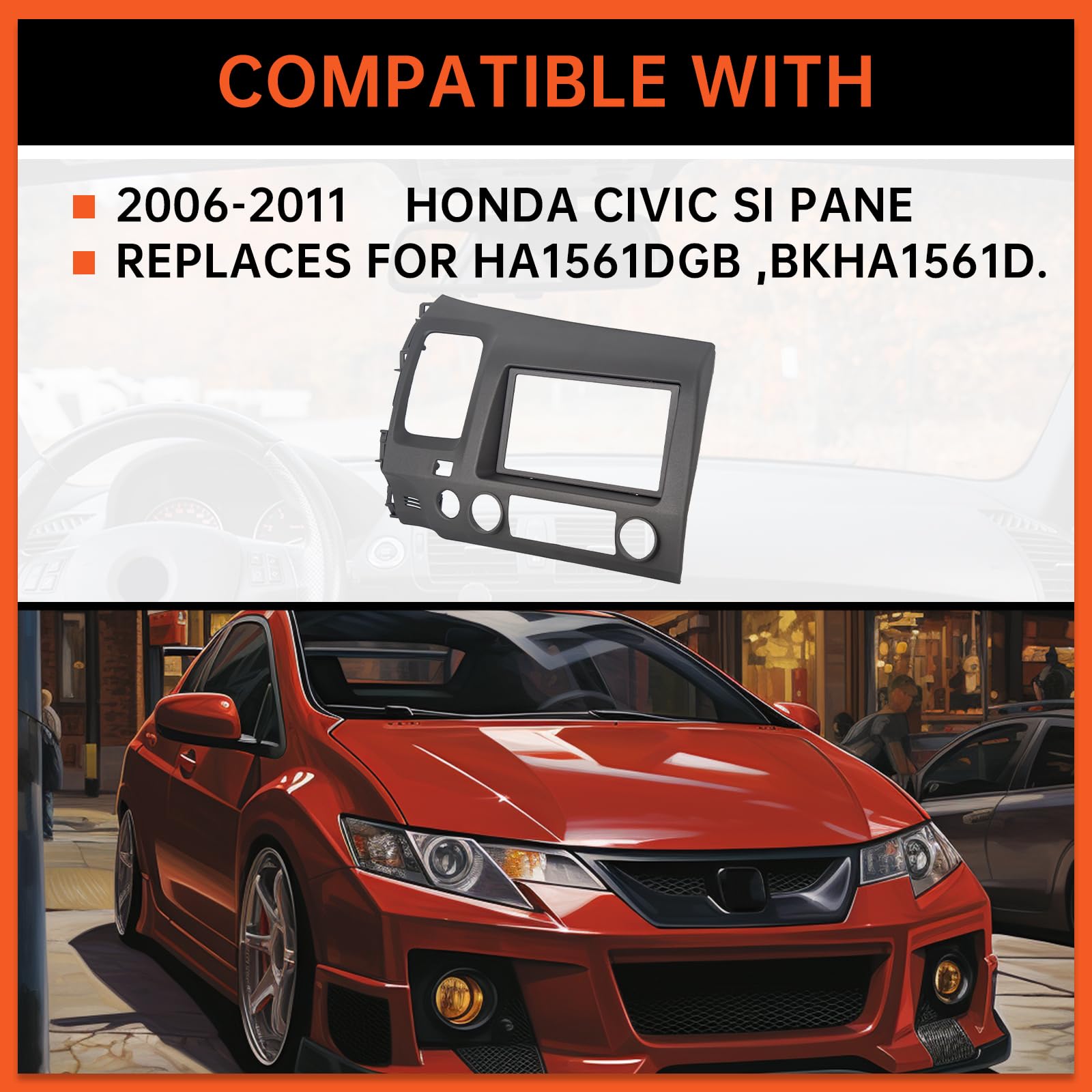 Ecotric Car Radio Dash Board Compatible With 2006-2011 Honda Civic Double 2 Din Dashboard Kit Housing Trim Bezel Panel With Wiri