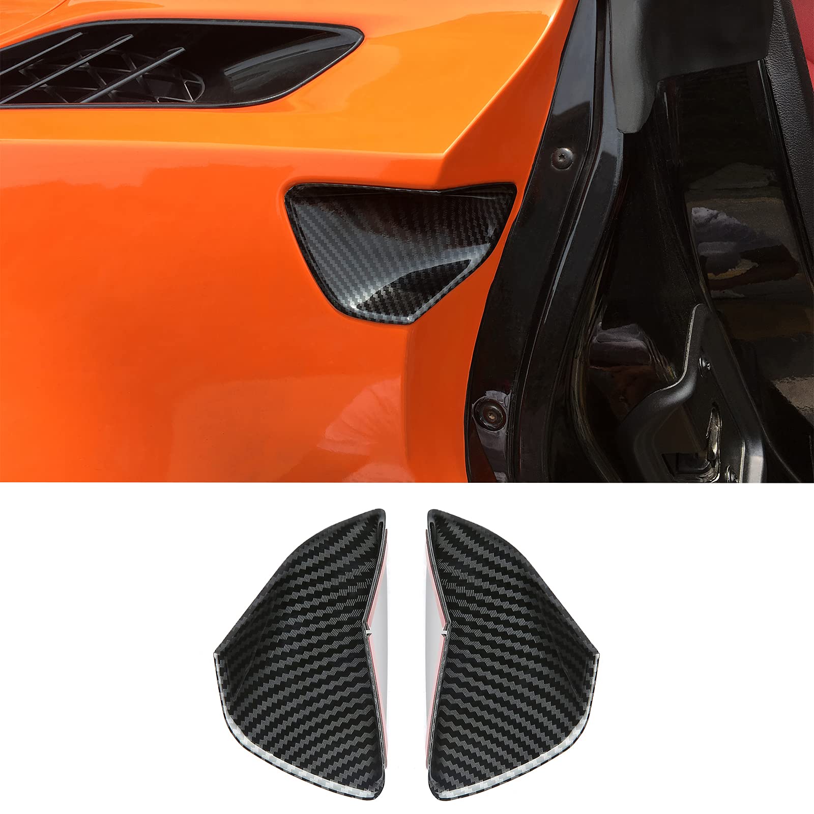 Koleddy For Corvette C7 Carbon Fiber Look Door Handle Trim Accessories For 2014-2019 Chevrolet Corvette C7