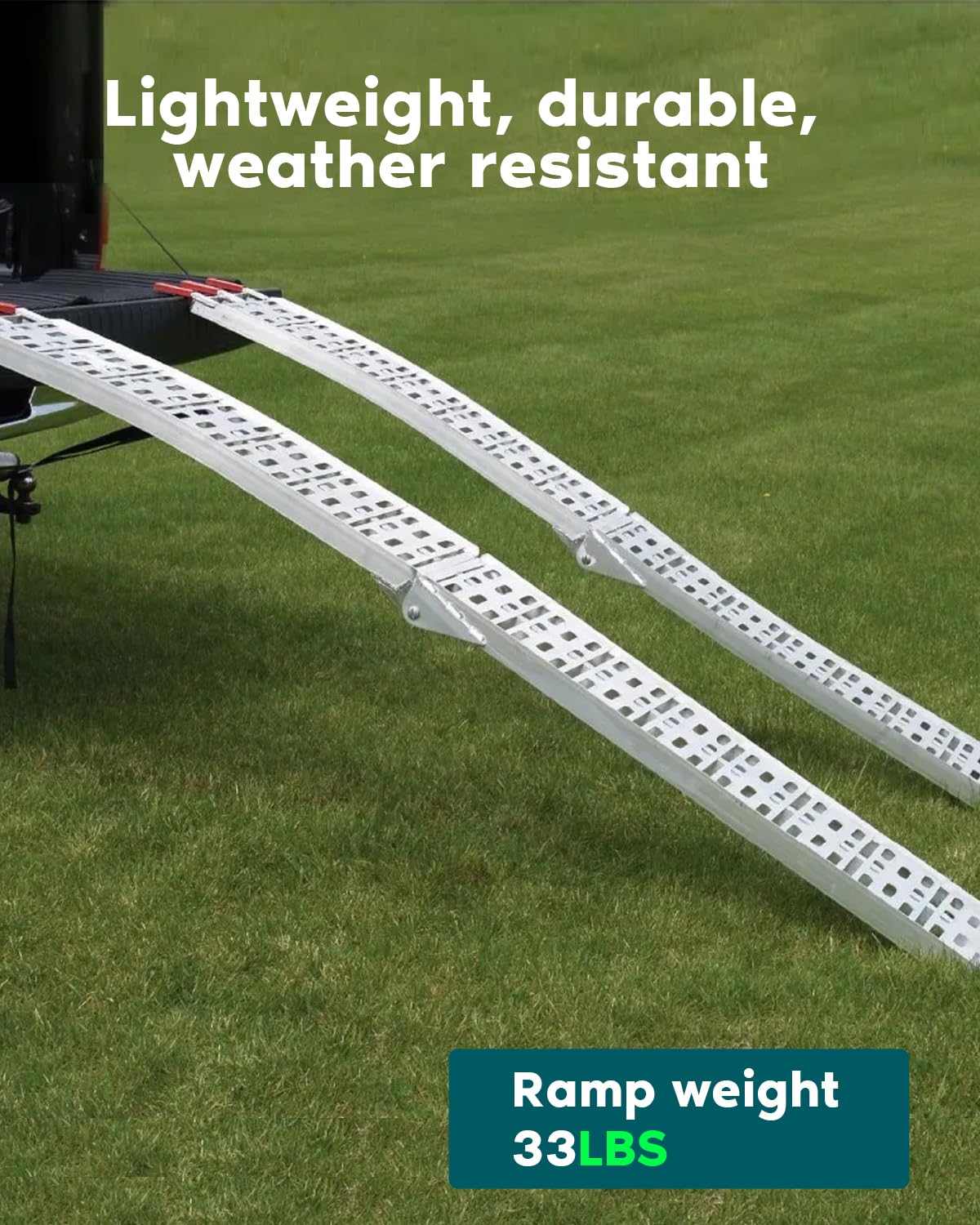 Scitoo Loading Ramp With Support Legs 7.42Ft Folding Titan Ramps Aluminum Plate Top Ramp Atv Ramps With 1500Lbs Max Load For Pickup Truck, Motorcycles, Dirt Bikes, Lawnmowers, Snowblower 1 Pair