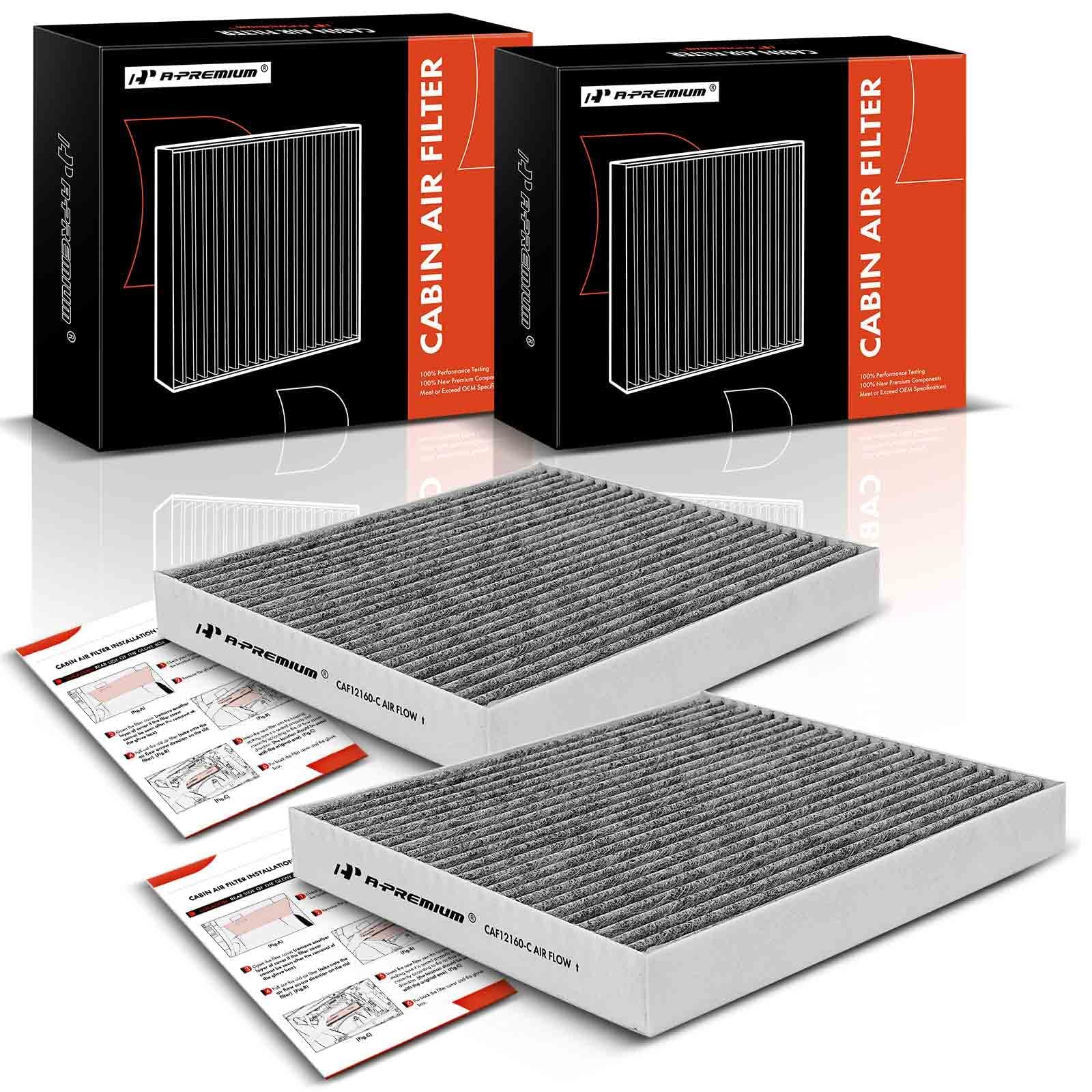 A-Premium 2-PC Cabin Air Filter with Activated Carbon Compatible with Hyundai & Kia - Kona 18-22, Tucson 16-21, Veloster 19-21, 