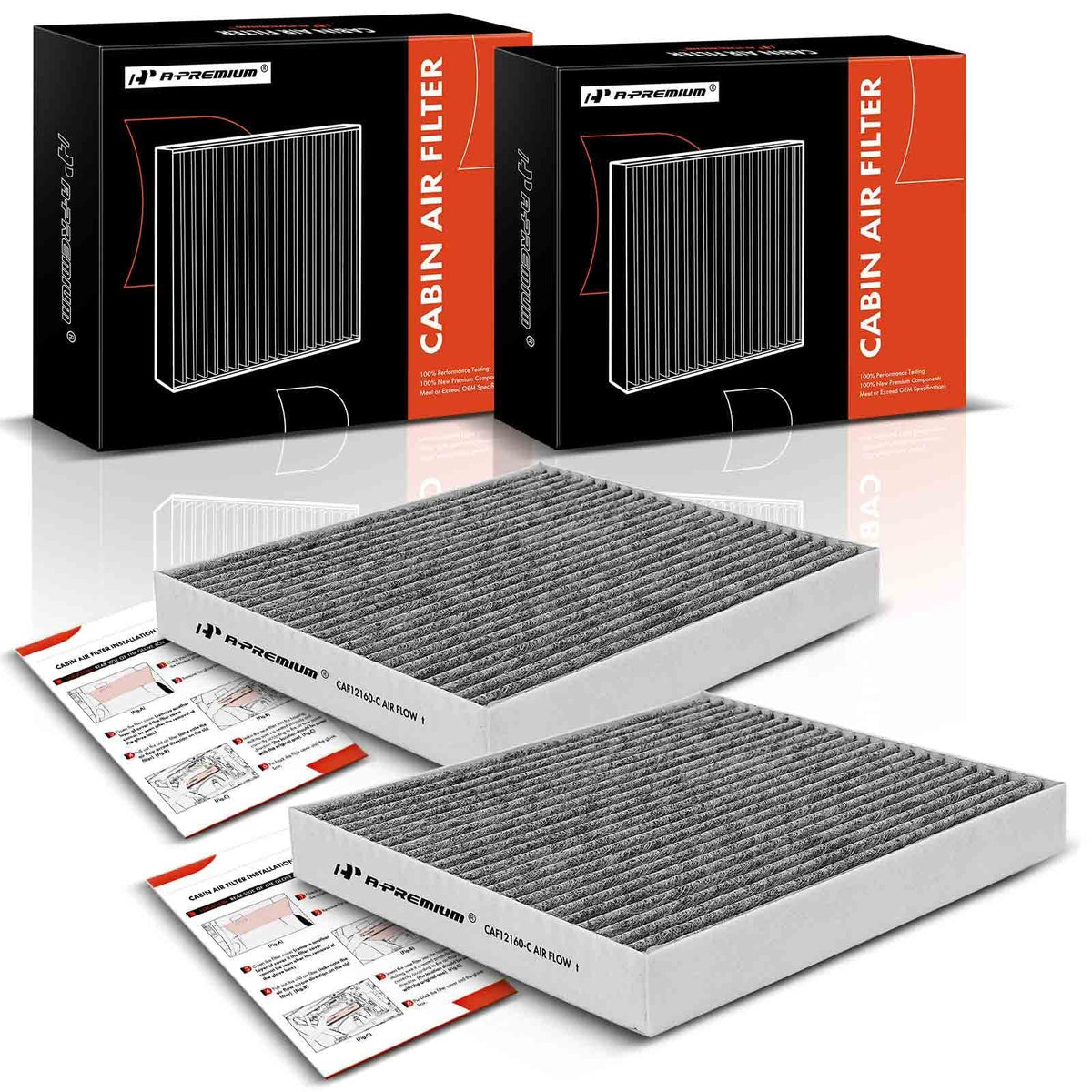 A-Premium 2-PC Cabin Air Filter with Activated Carbon Compatible with Hyundai & Kia - Kona 18-22, Tucson 16-21, Veloster 19-21, 
