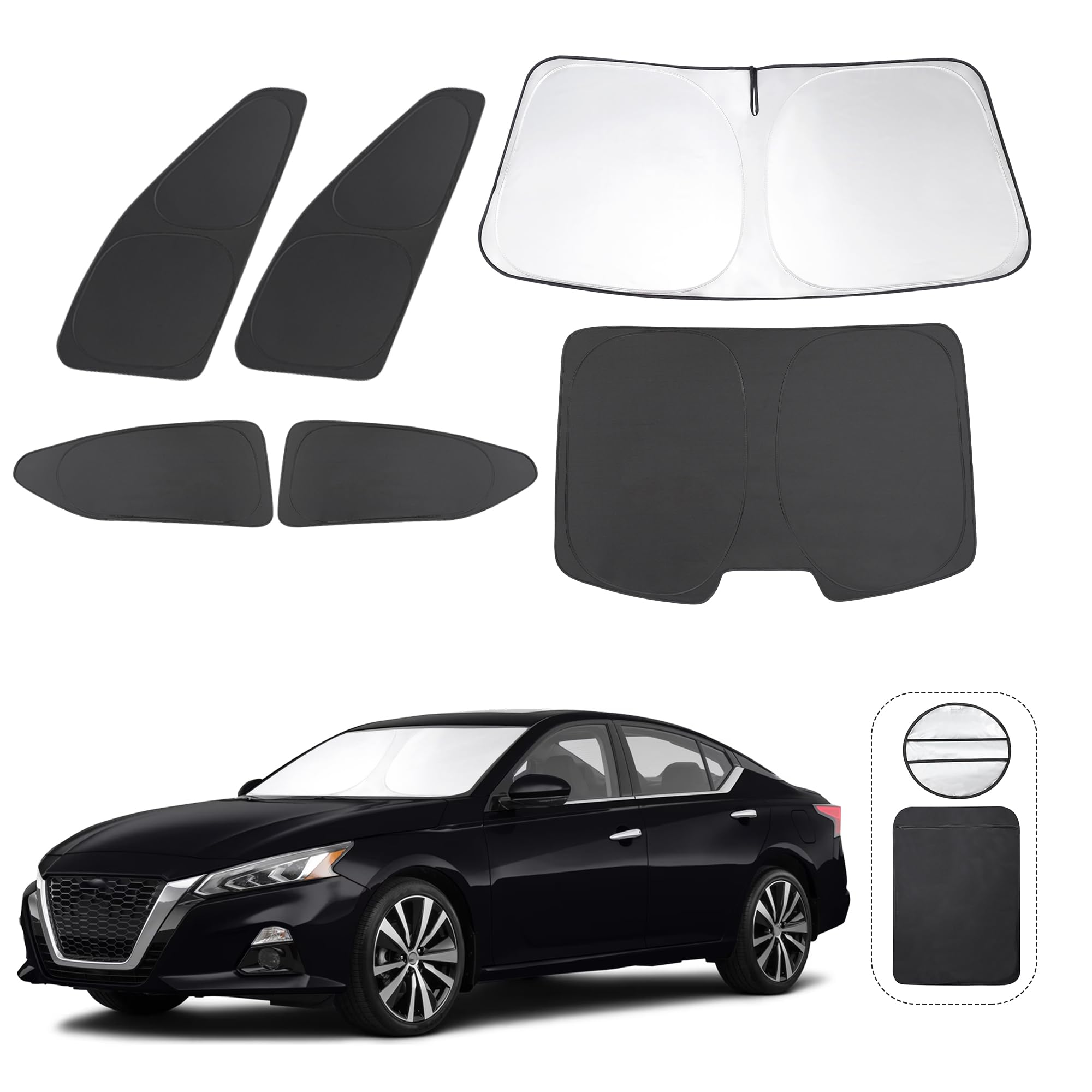 Tinglu 6Pcs Window Shades For Nissan Altima 2019-2024 2025 Accessories Car Side Full Windows Cover Camping Rear Triangular Winds