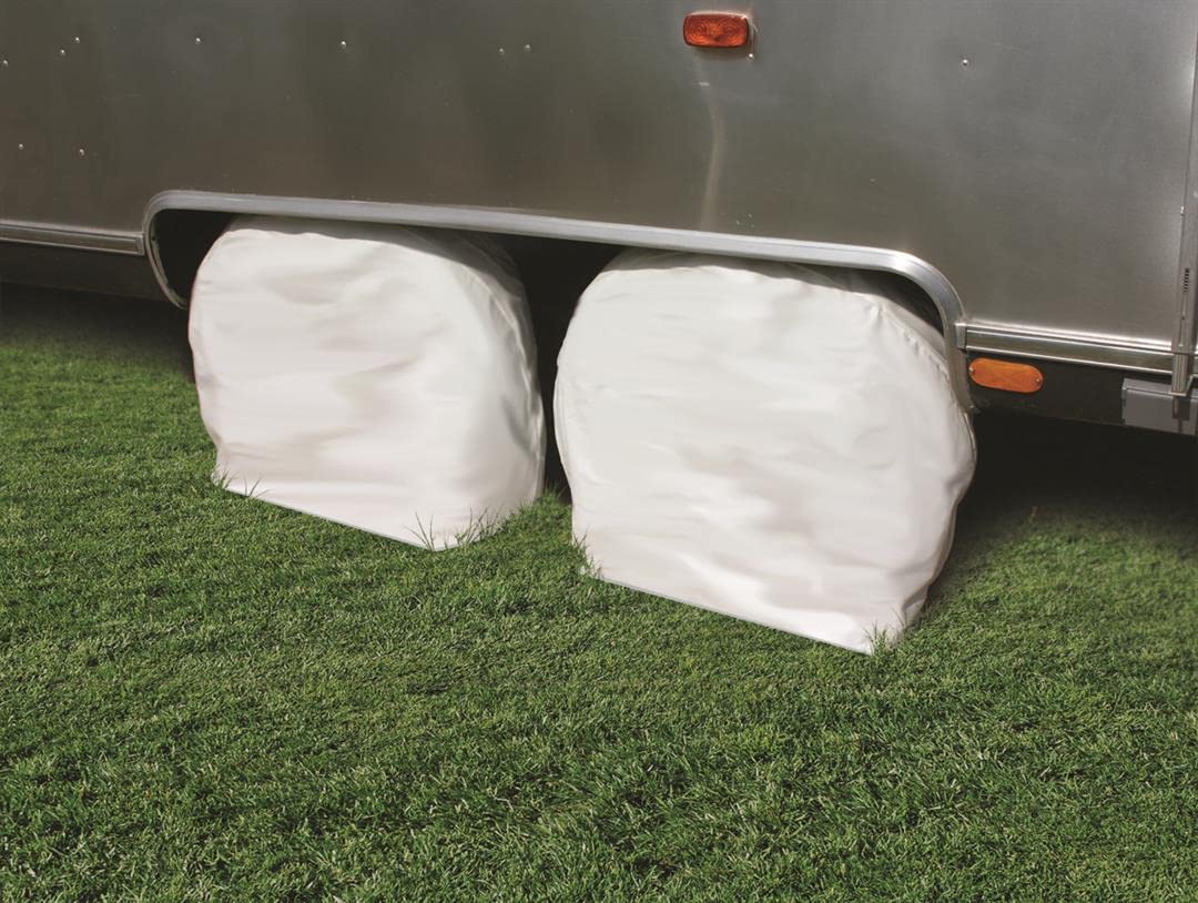 Camco 45322 Vinyl Rv Wheel & Tire Protector, 1 Pair (27 Inches-29 Inches, White)