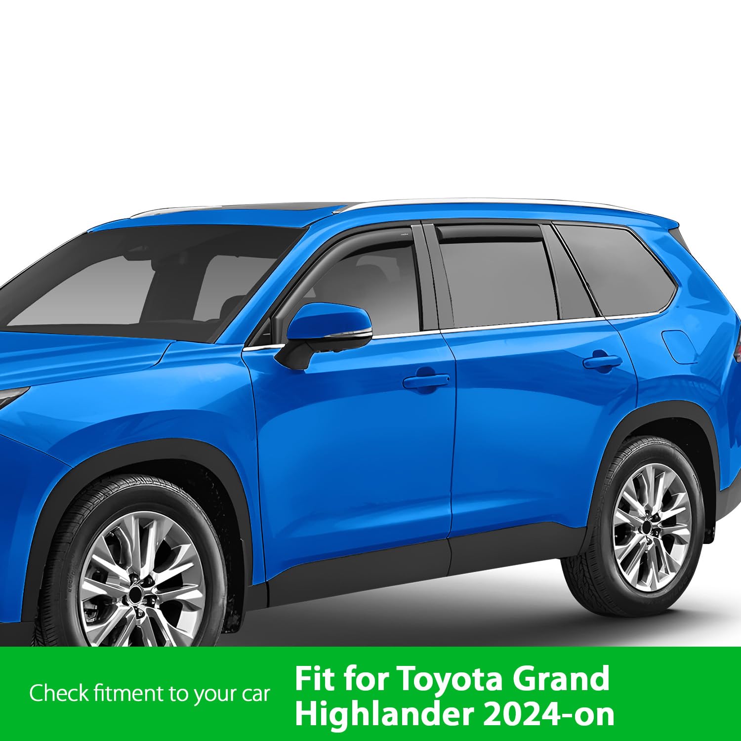 Goodyear Shatterproof In-Channel Window Deflectors For Toyota Grand Highlander 2024-2025, Rain Guards, Window Visors For Cars, V