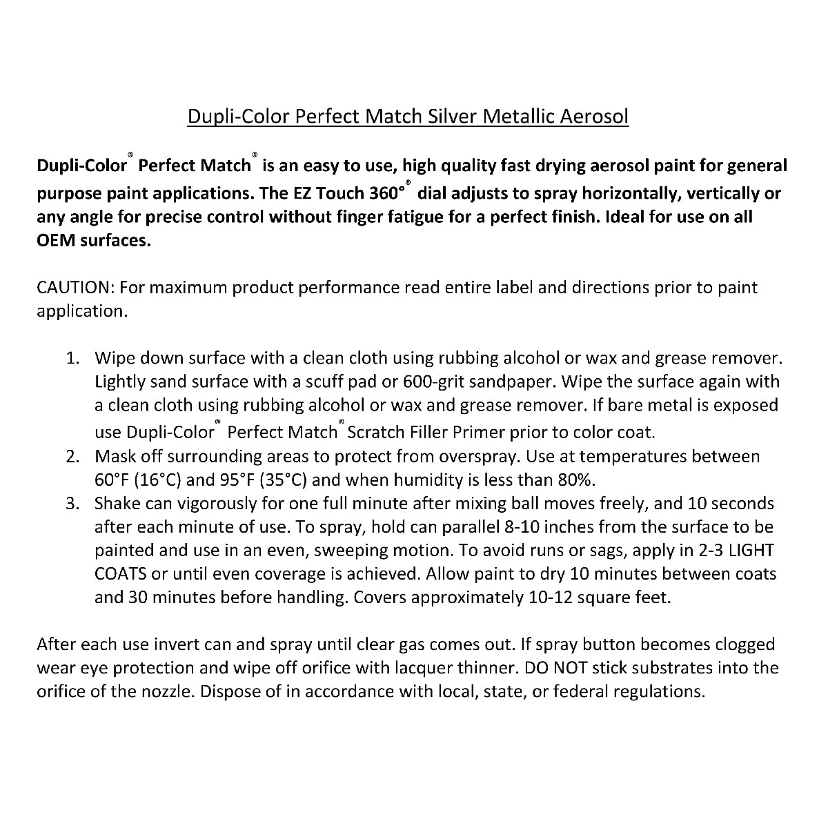 Dupli-Color Ebty15307 Perfect Match Automotive Spray Paint – Toyota Silver Metallic, 147/148 – 8 Oz. Aerosol Can