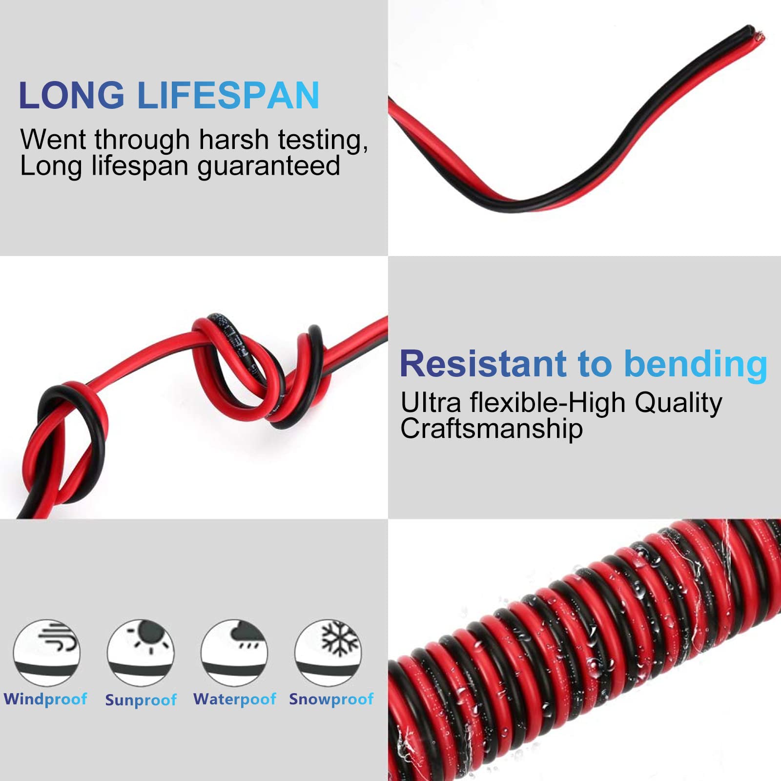 Rwujilong 12V/24V Heavy Duty Cigarette Lighter Extension Cord 26Ft 16Awg With Led Light For Car Vehicle Tire Pump Air Compressor Refrigerator Coffee Maker Etc. (1*Spare Fuse)